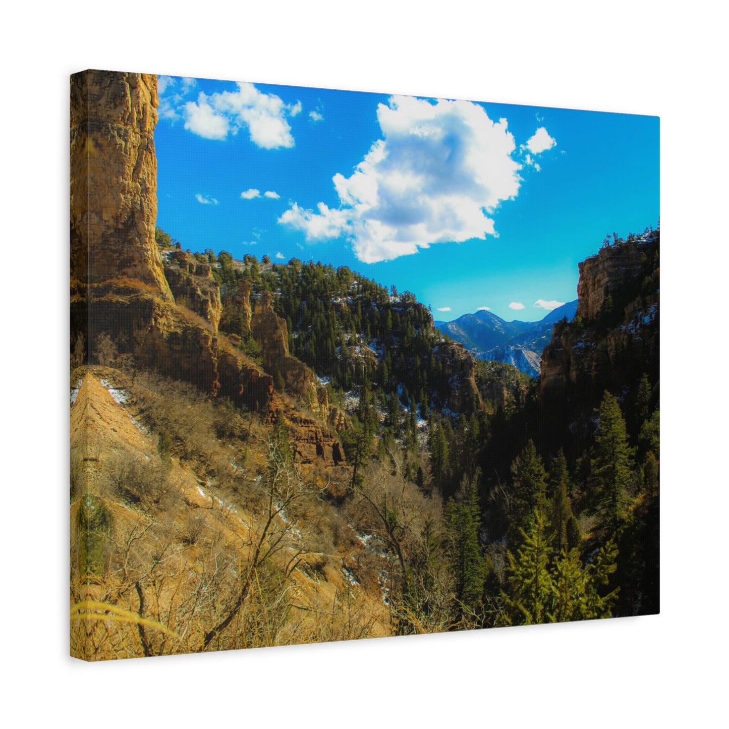 Canvas Art Print - Valley with Trees and Blue Sky Photography