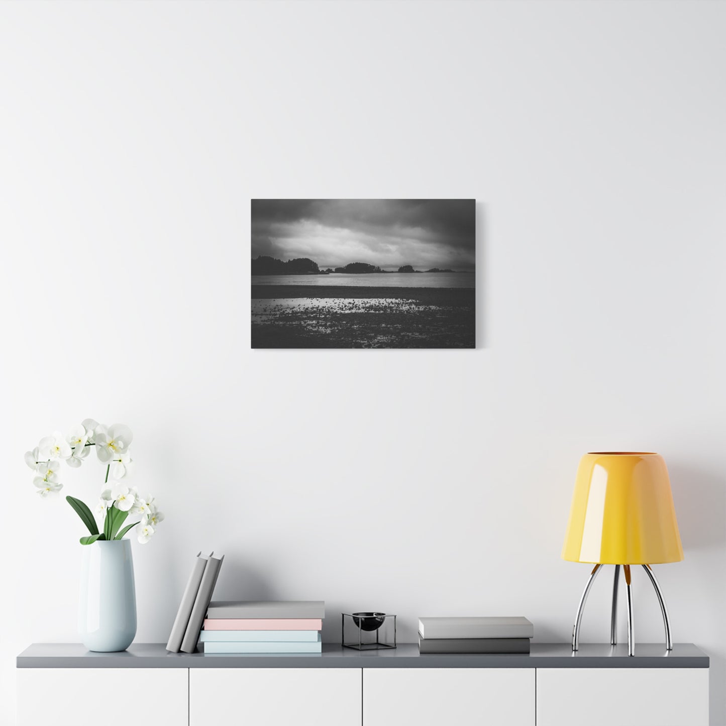 Canvas Wall Art - Photography Grey Scale Ocean Islands