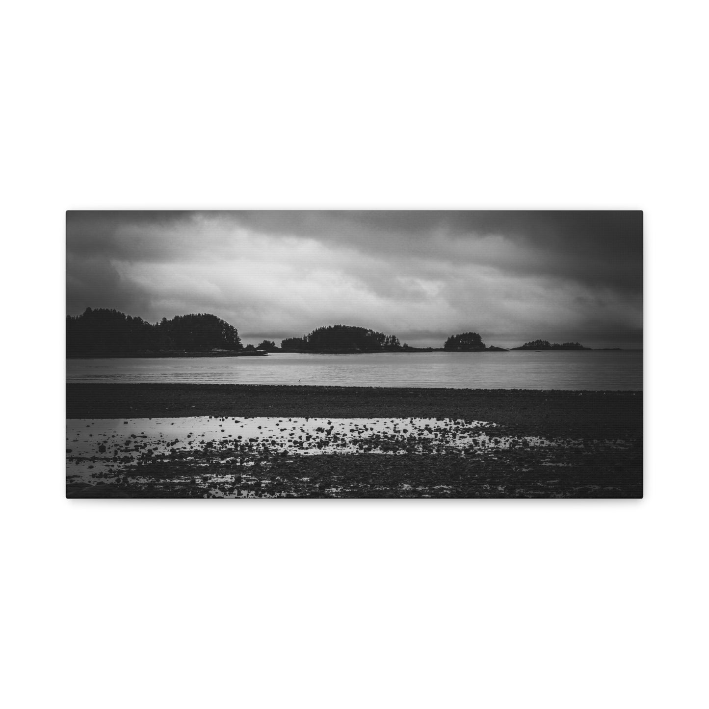 Canvas Wall Art - Photography Grey Scale Ocean Islands