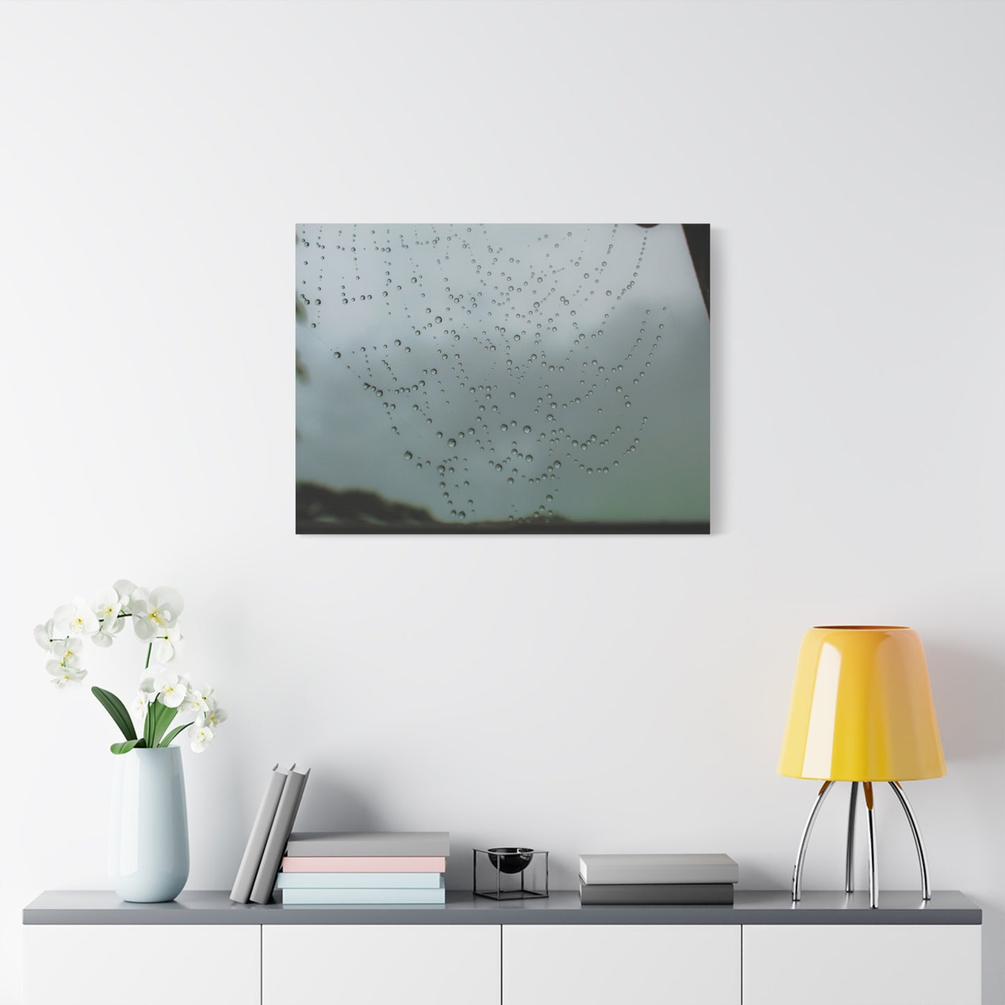 Canvas Print - Morning Dew on Spider Web Photo
