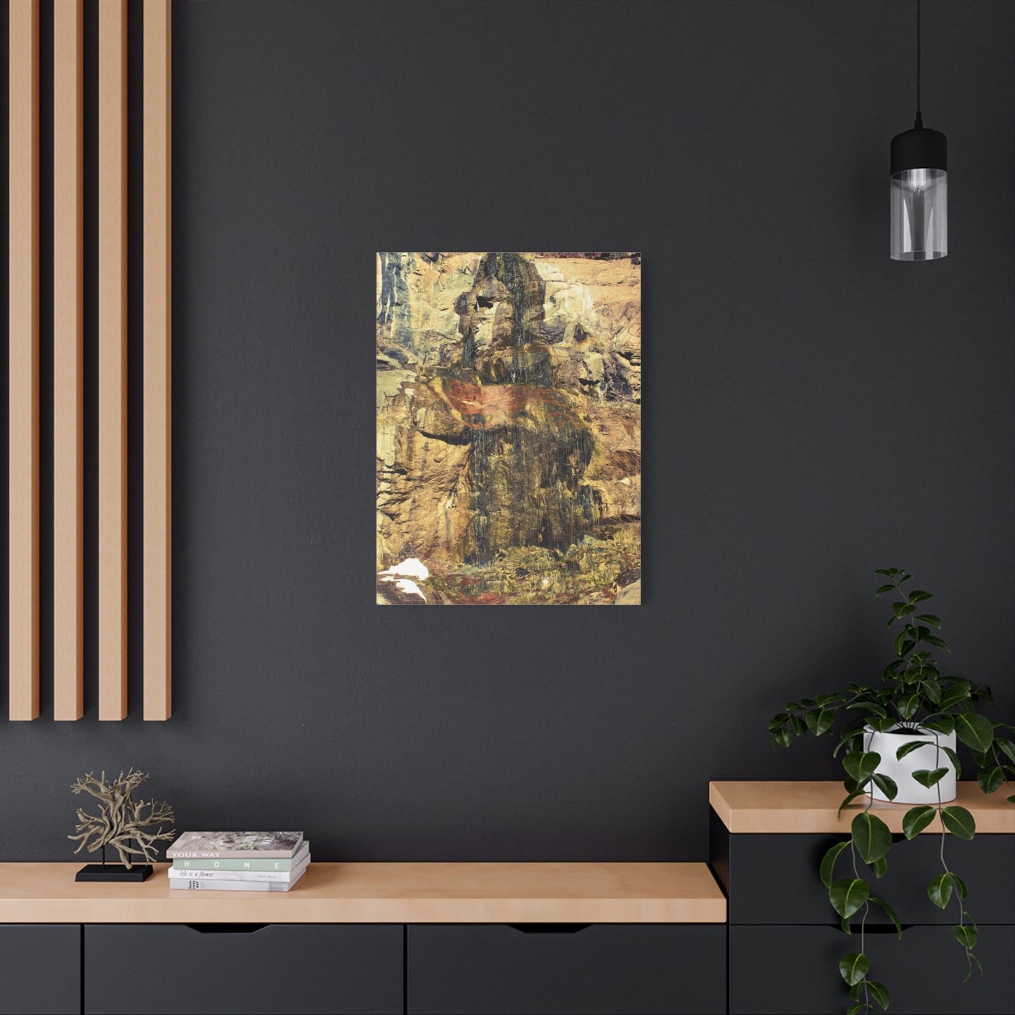 Canvas Wall Art - Mossy Waterfall Photo