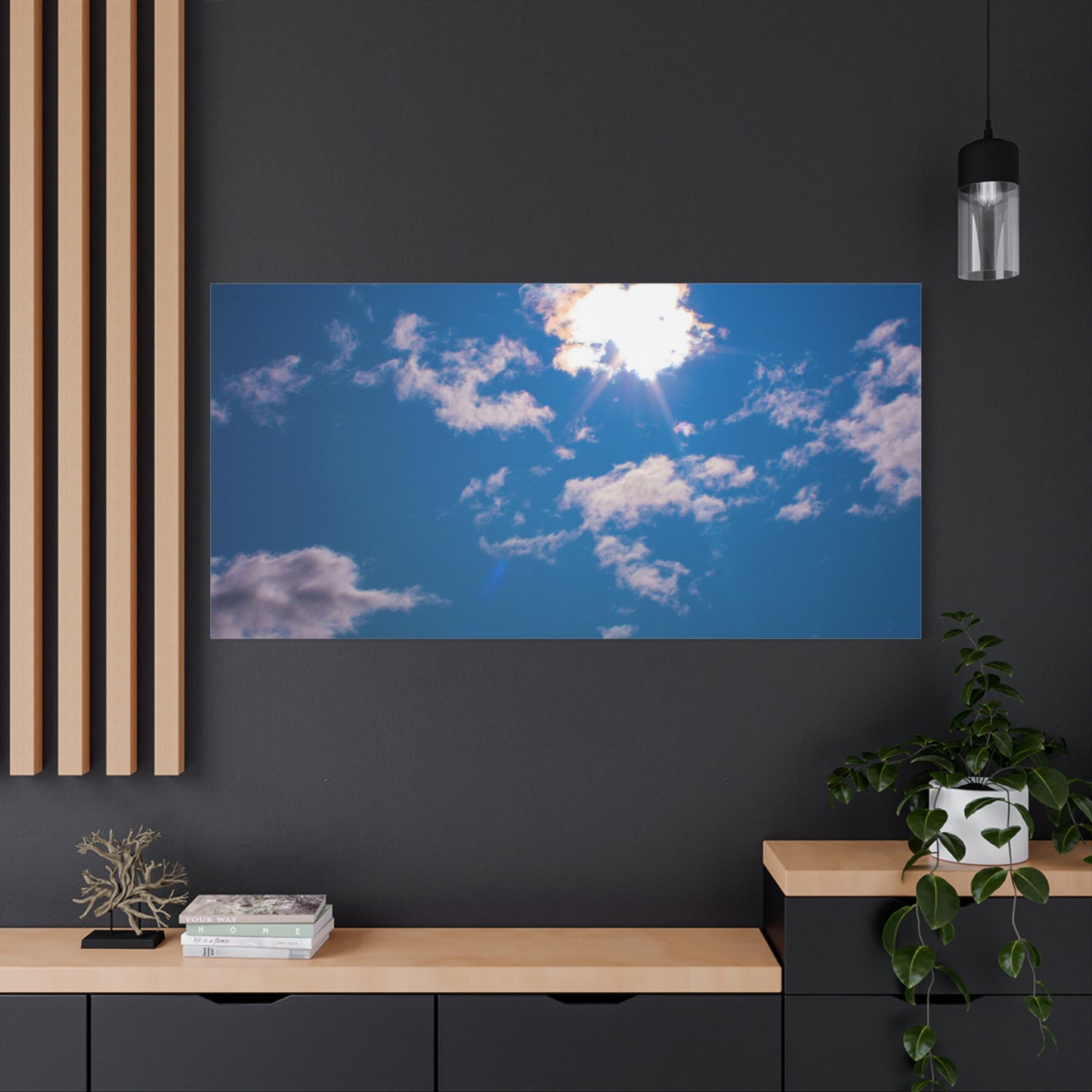 Canvas Wall Art - Blue Sky and Shining Clouds Picture