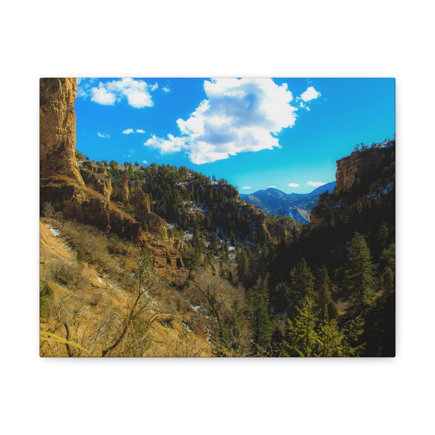 Canvas Art Print - Valley with Trees and Blue Sky Photography