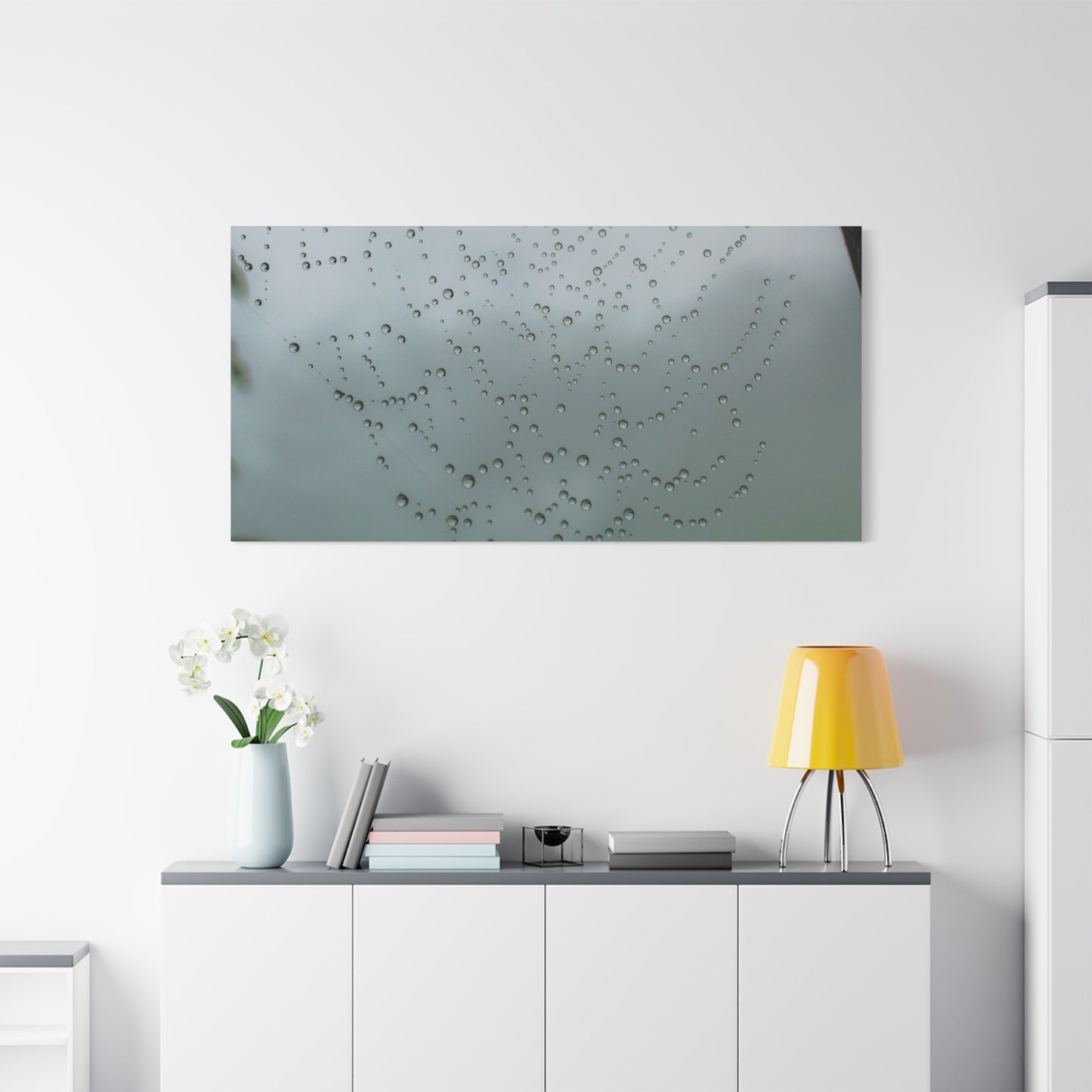 Canvas Print - Morning Dew on Spider Web Photo