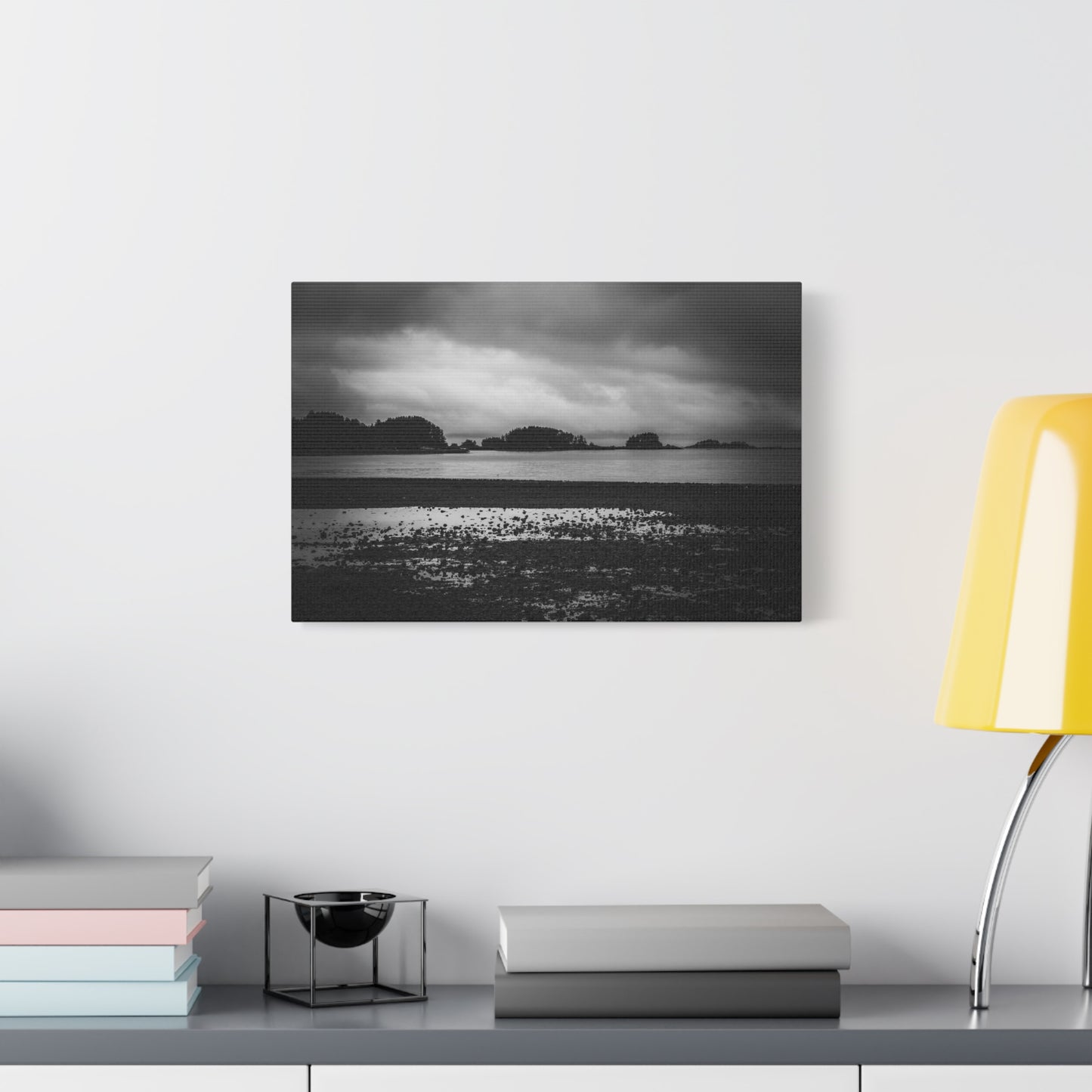 Canvas Wall Art - Photography Grey Scale Ocean Islands