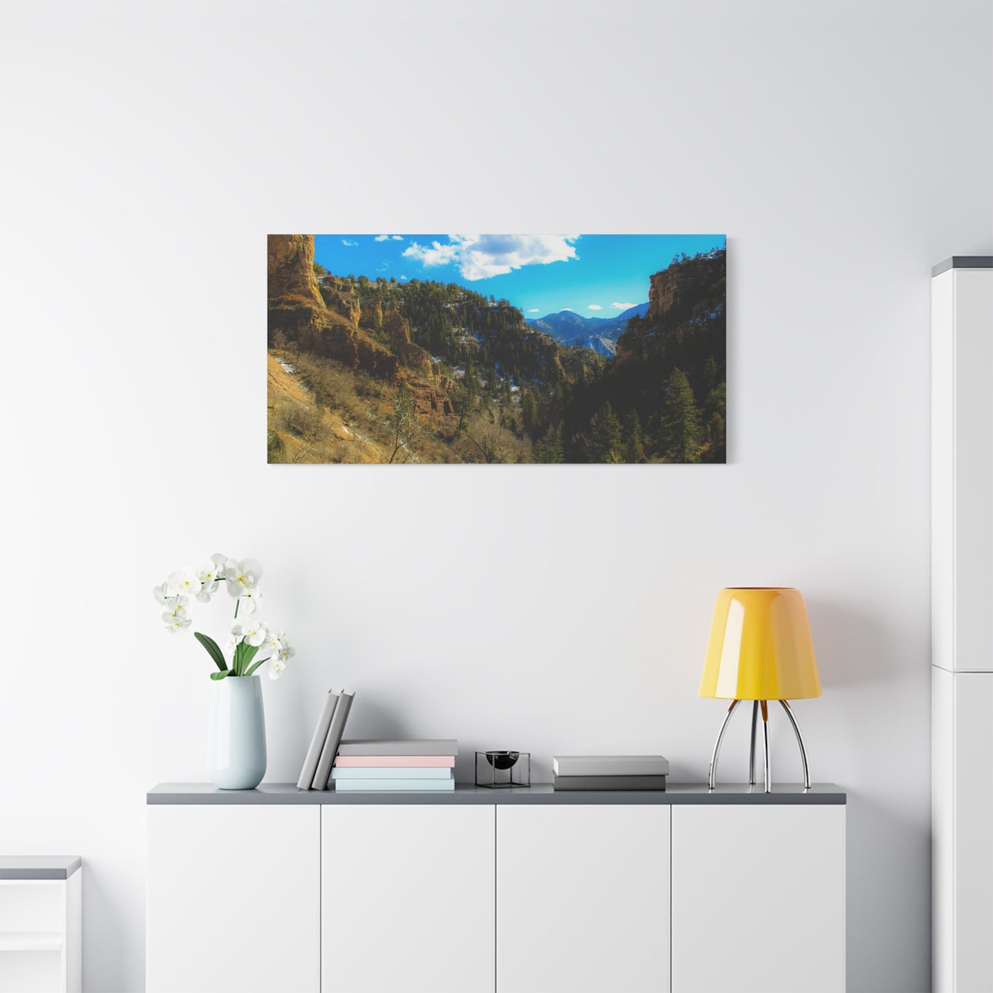 Canvas Art Print - Valley with Trees and Blue Sky Photography