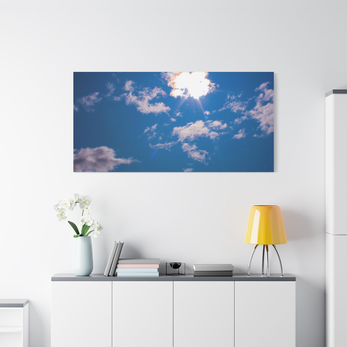 Canvas Wall Art - Blue Sky and Shining Clouds Picture