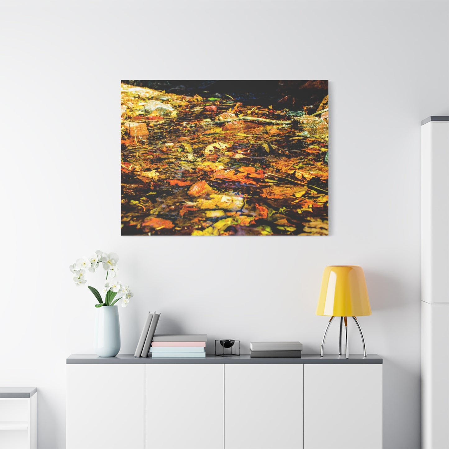 Canvas Print - Fall Leaves in Quiet Stream Photography