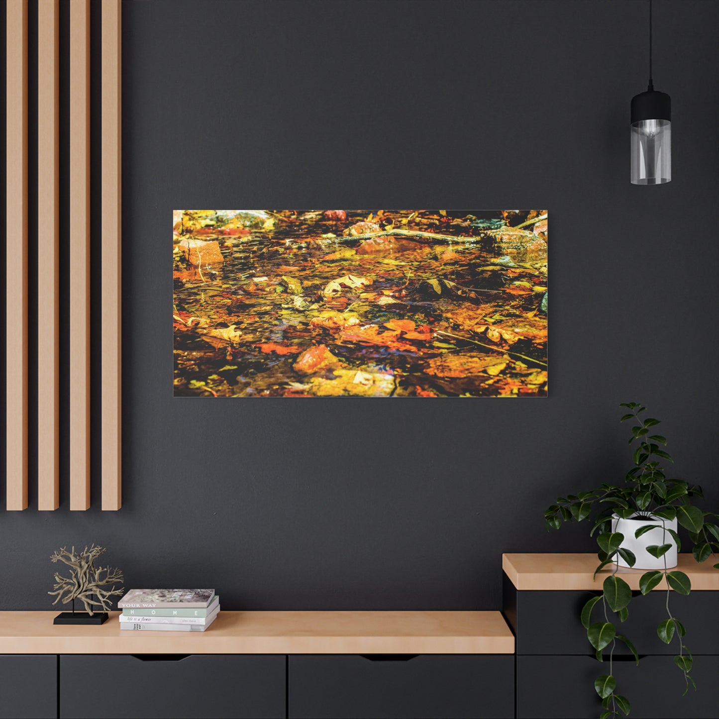Canvas Print - Fall Leaves in Quiet Stream Photography