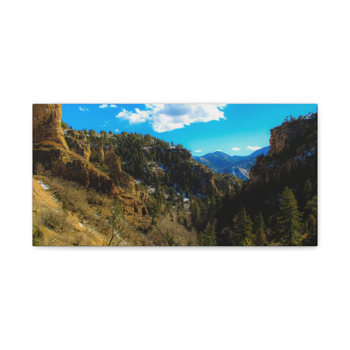 Canvas Art Print - Valley with Trees and Blue Sky Photography