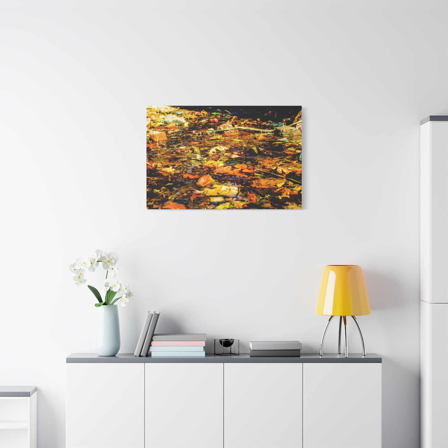 Canvas Print - Fall Leaves in Quiet Stream Photography