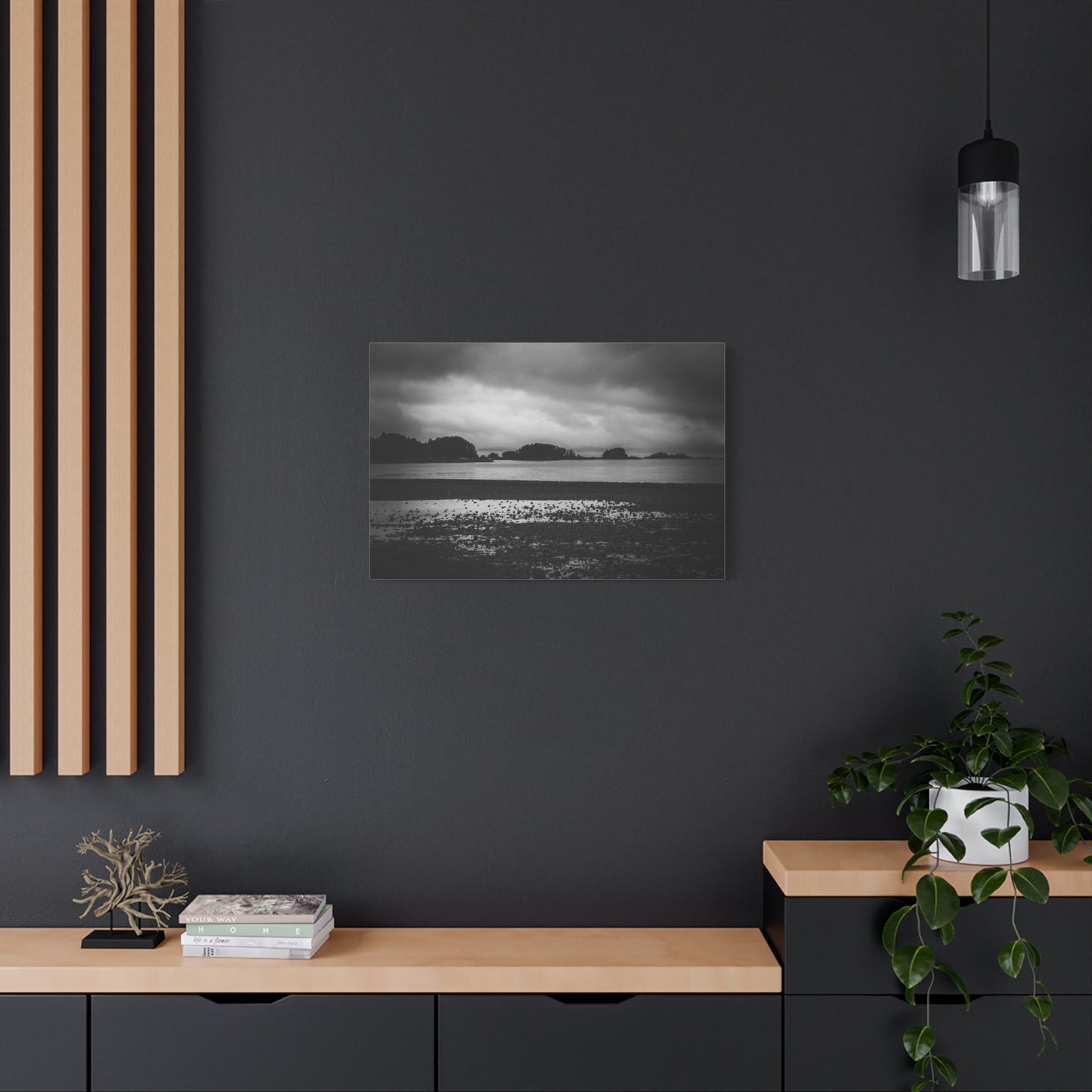 Canvas Wall Art - Photography Grey Scale Ocean Islands