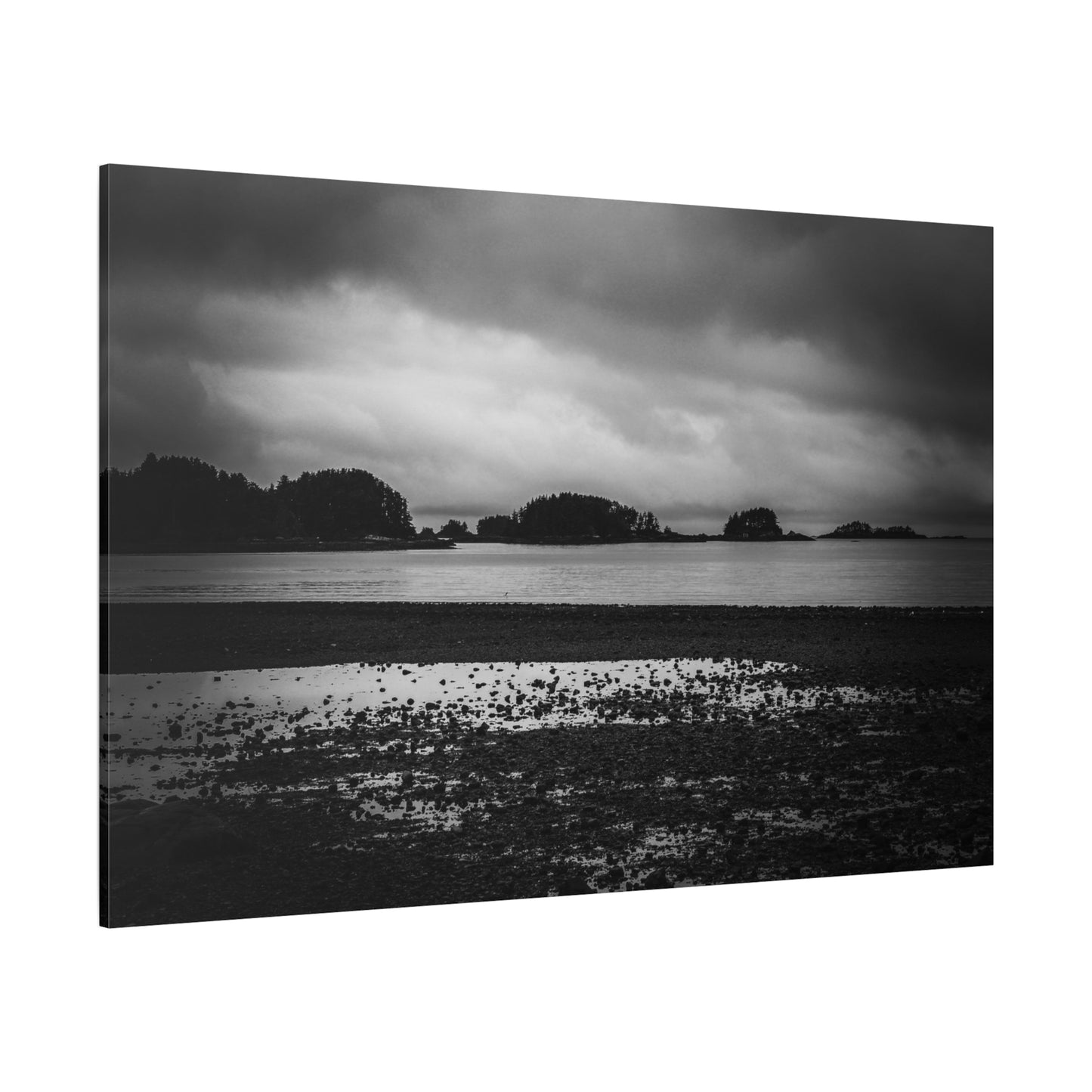 Canvas Wall Art - Photography Grey Scale Ocean Islands