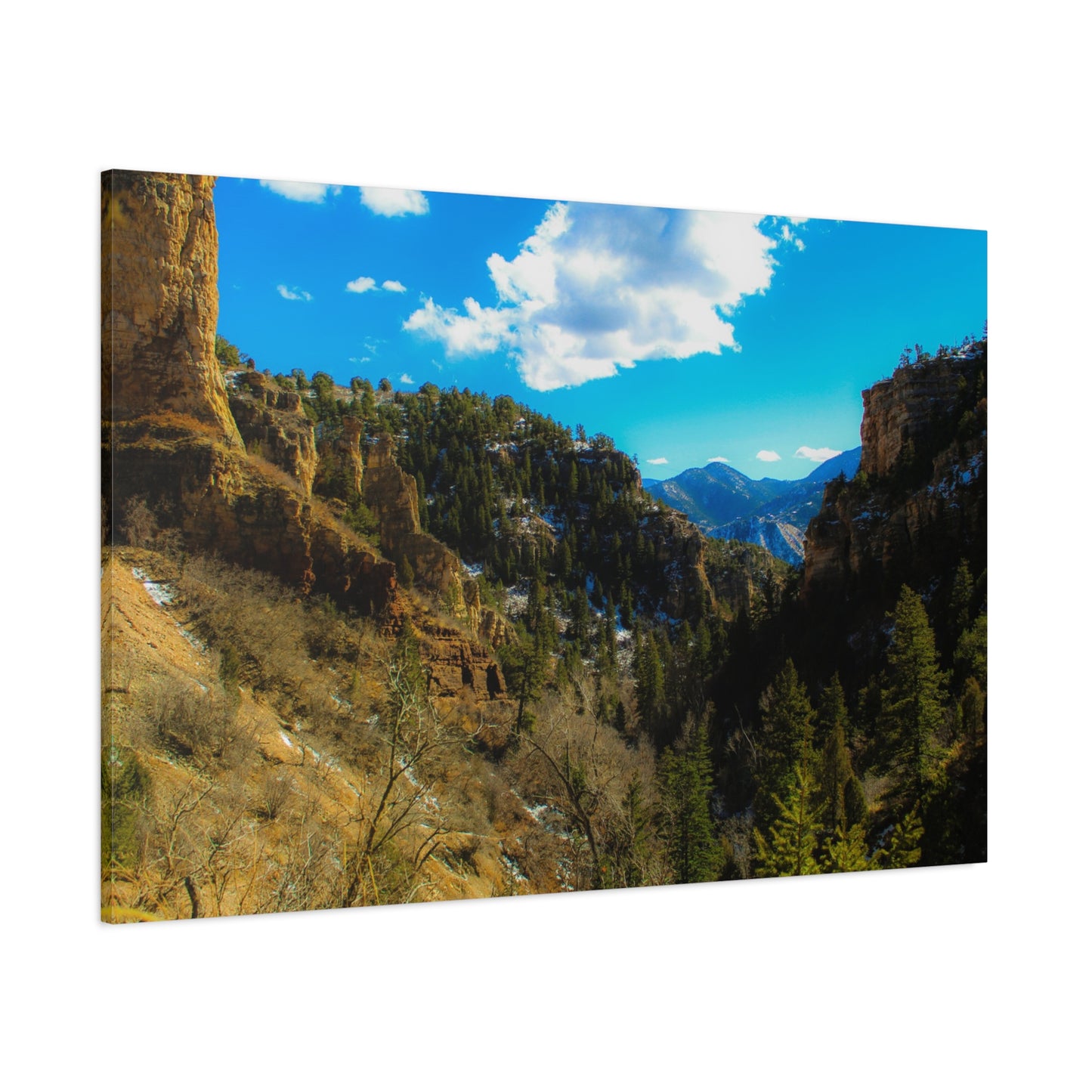 Canvas Art Print - Valley with Trees and Blue Sky Photography