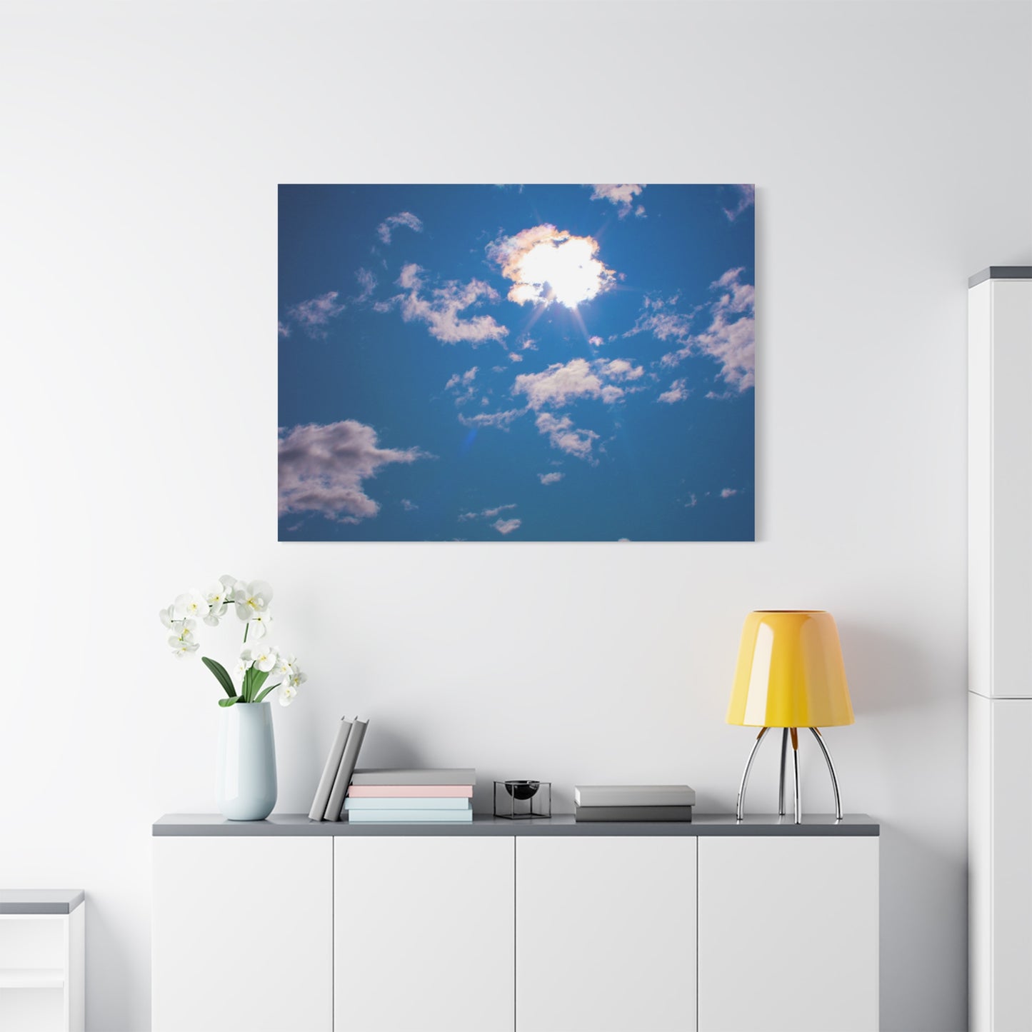 Canvas Wall Art - Blue Sky and Shining Clouds Picture