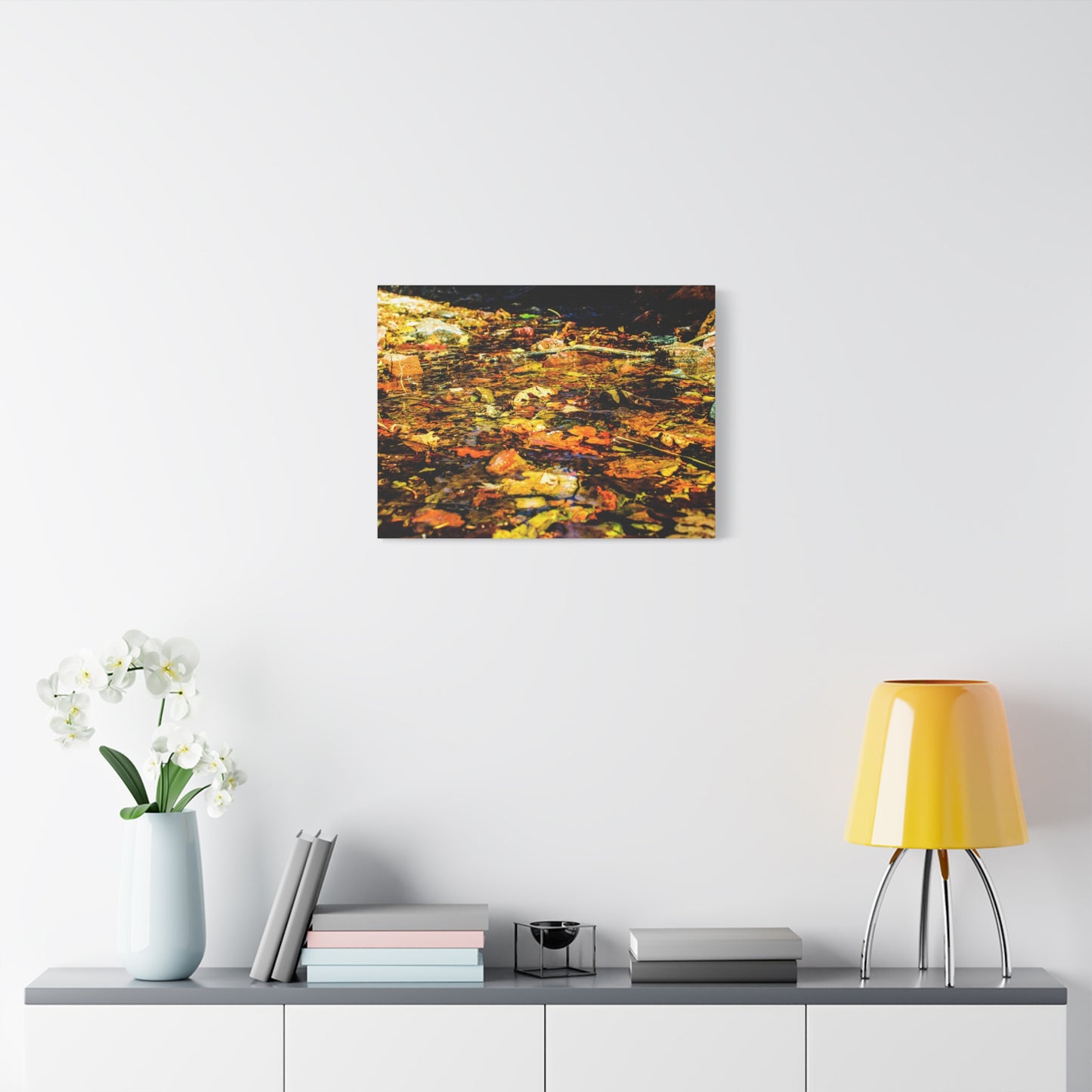 Canvas Print - Fall Leaves in Quiet Stream Photography