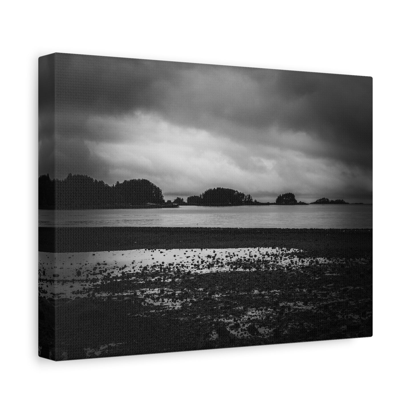 Canvas Wall Art - Photography Grey Scale Ocean Islands