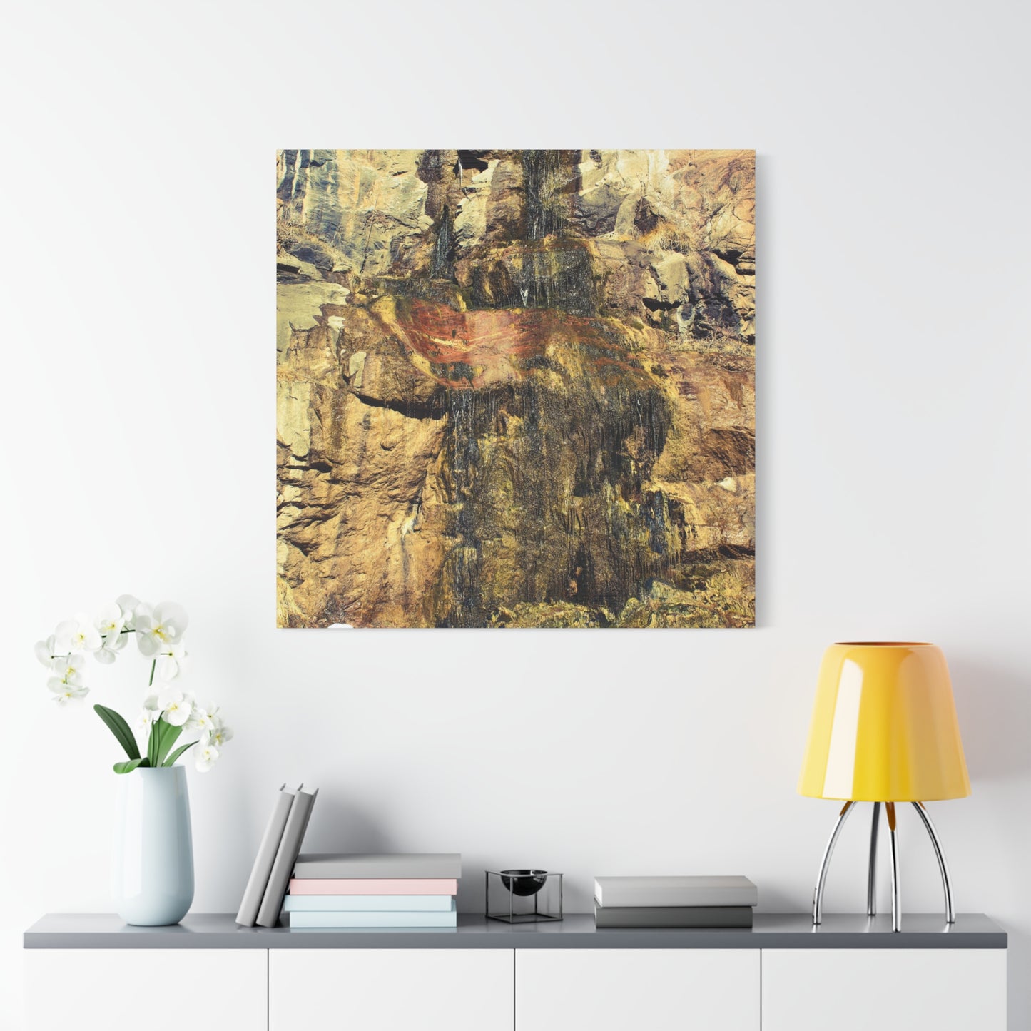 Canvas Wall Art - Mossy Waterfall Photo
