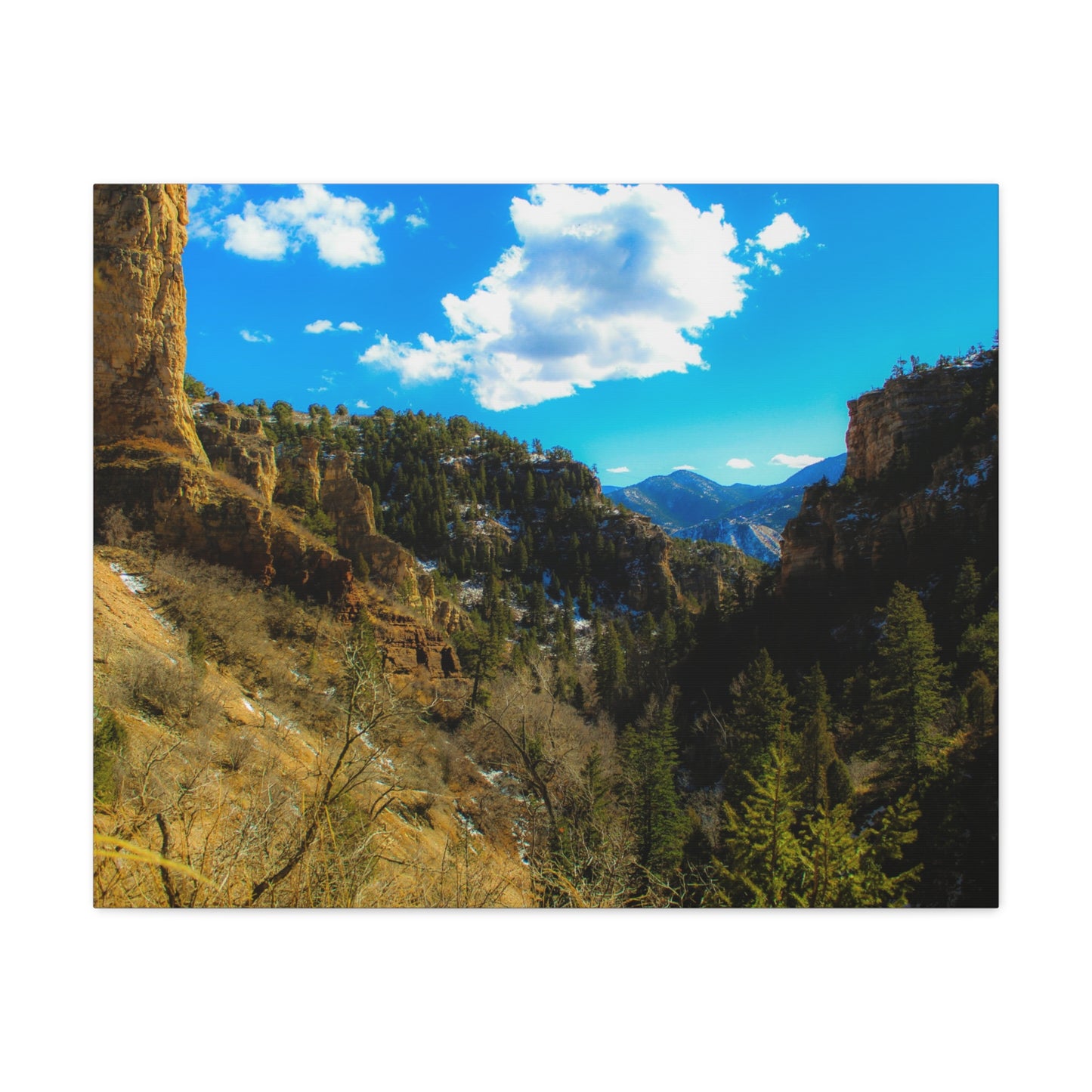 Canvas Art Print - Valley with Trees and Blue Sky Photography