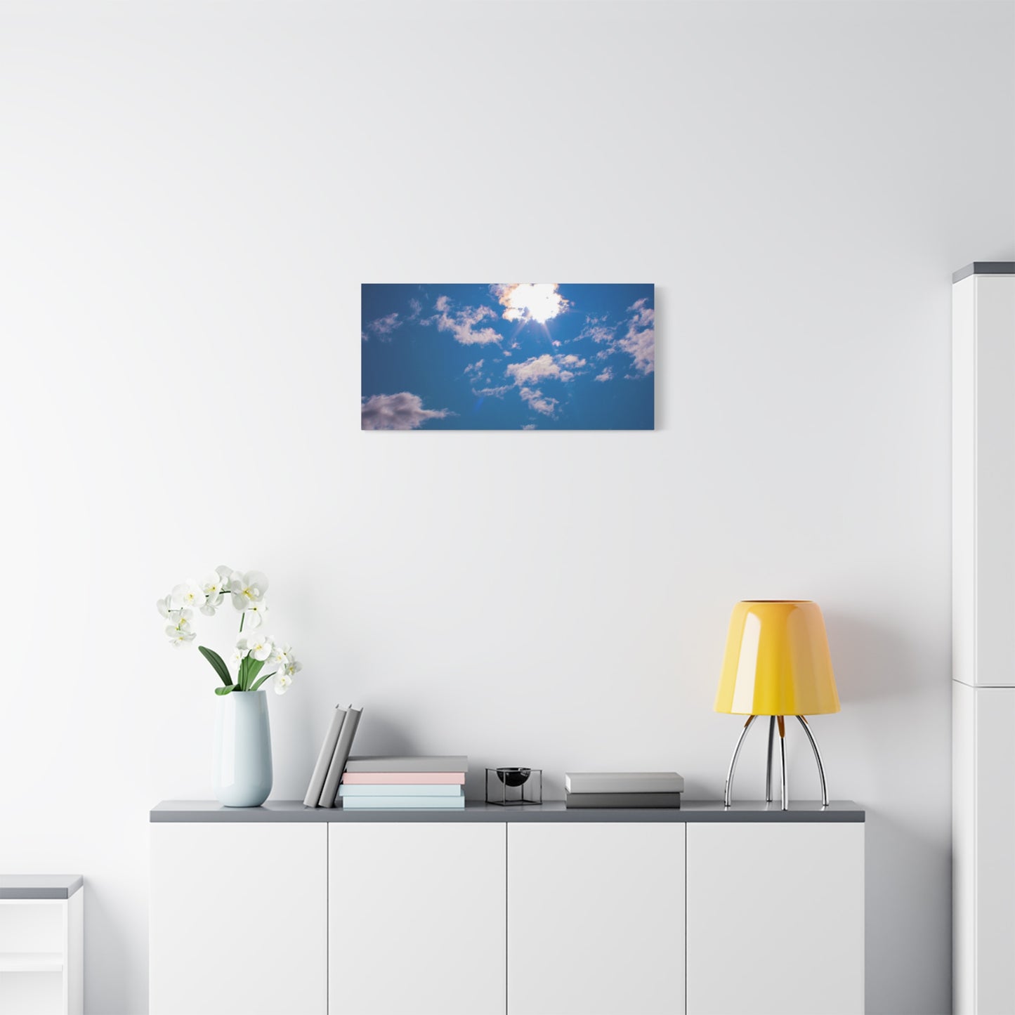 Canvas Wall Art - Blue Sky and Shining Clouds Picture