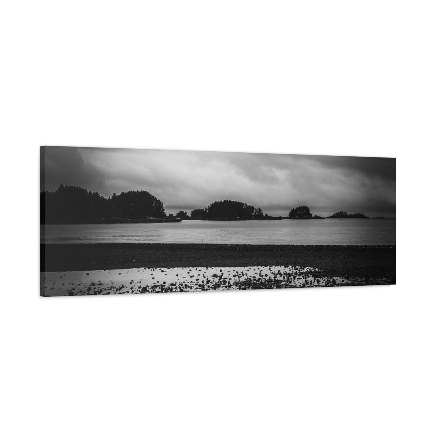 Canvas Wall Art - Photography Grey Scale Ocean Islands