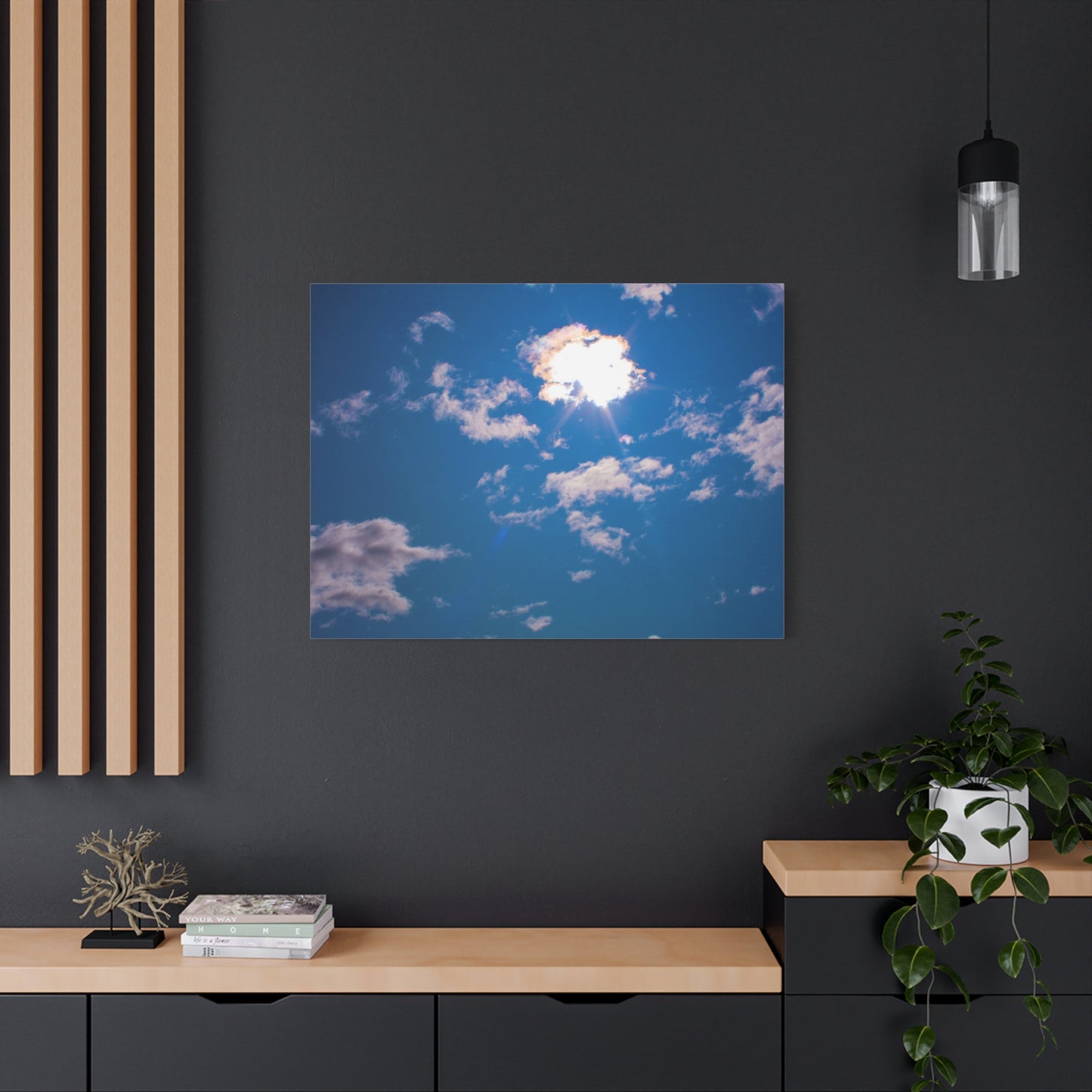 Canvas Wall Art - Blue Sky and Shining Clouds Picture