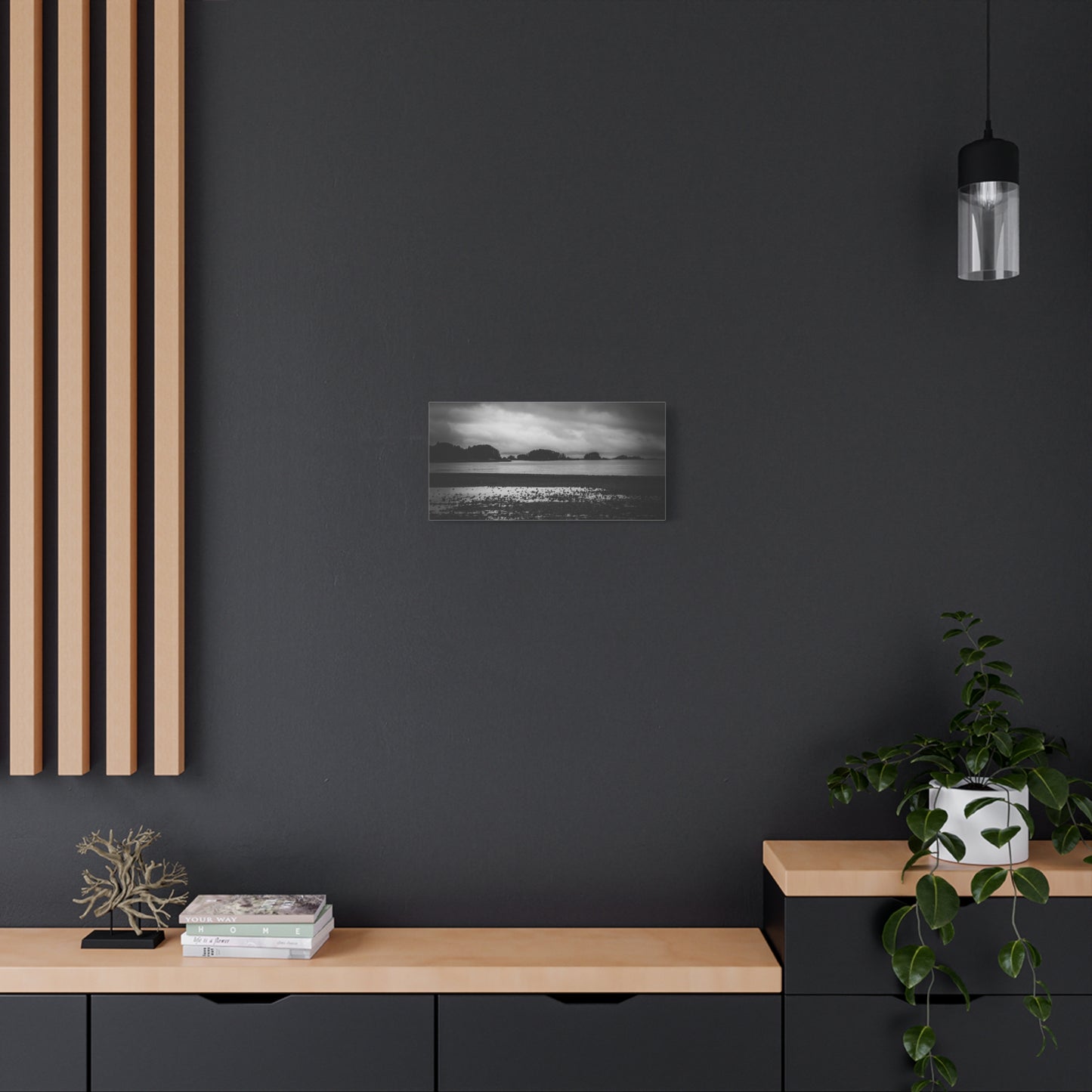 Canvas Wall Art - Photography Grey Scale Ocean Islands