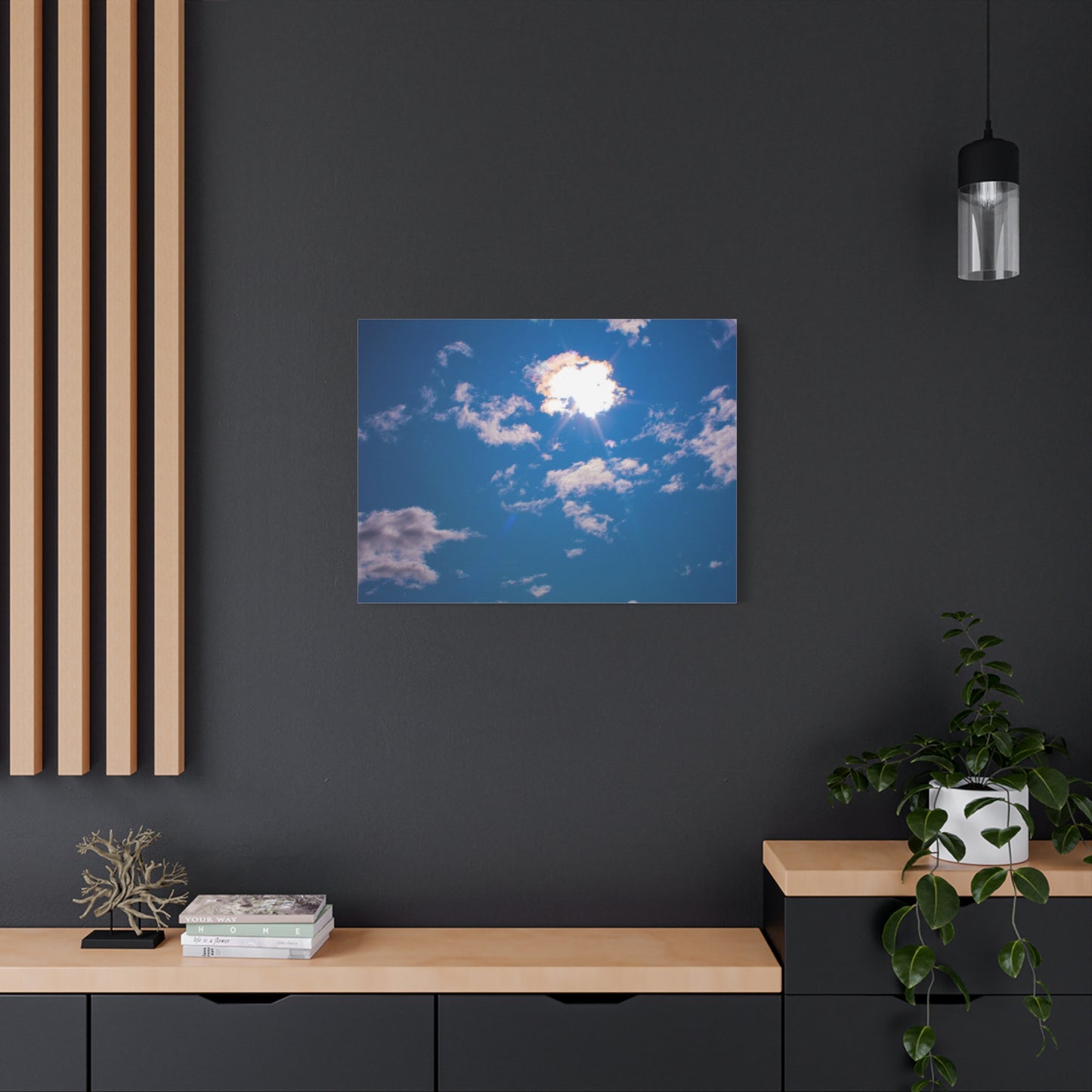 Canvas Wall Art - Blue Sky and Shining Clouds Picture