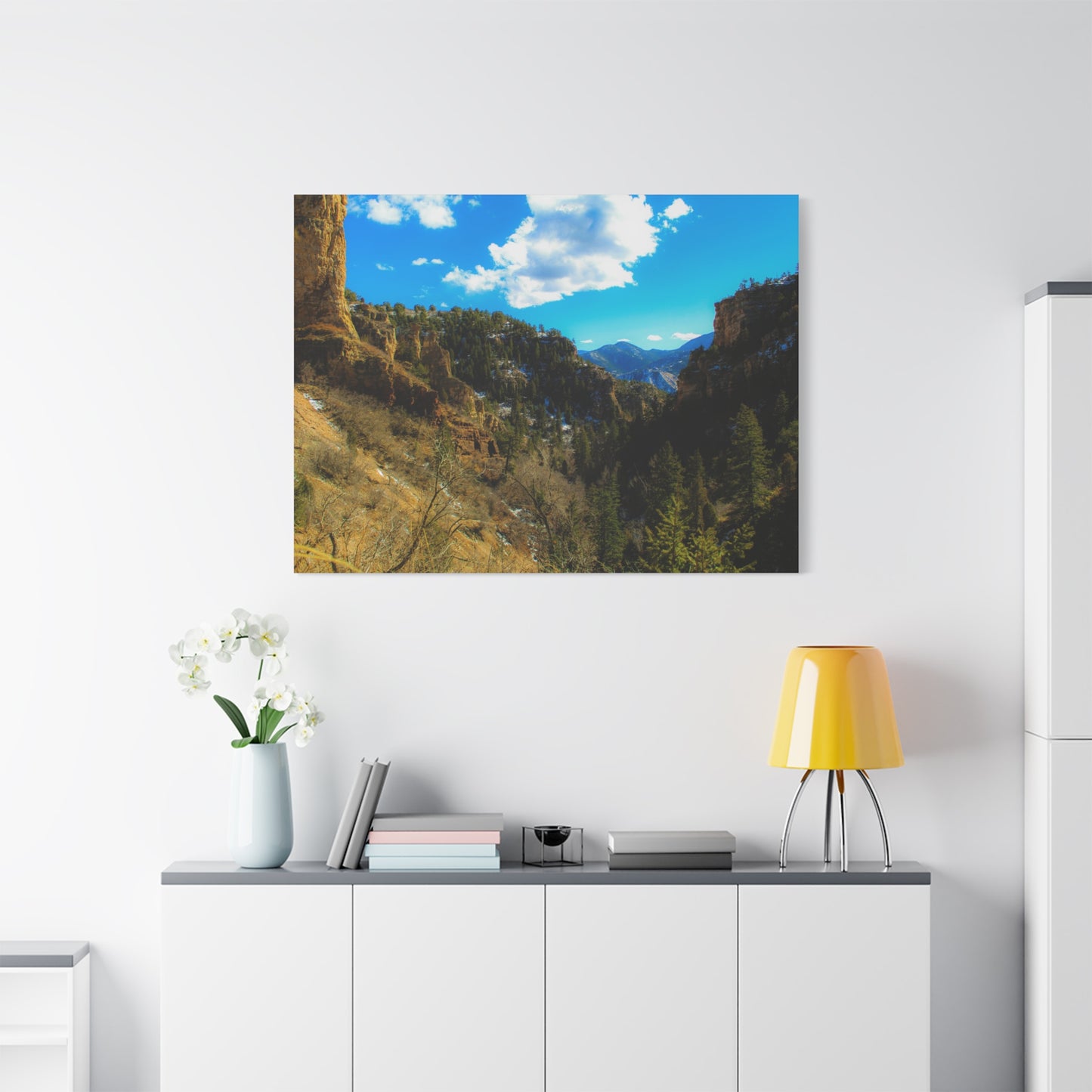 Canvas Art Print - Valley with Trees and Blue Sky Photography