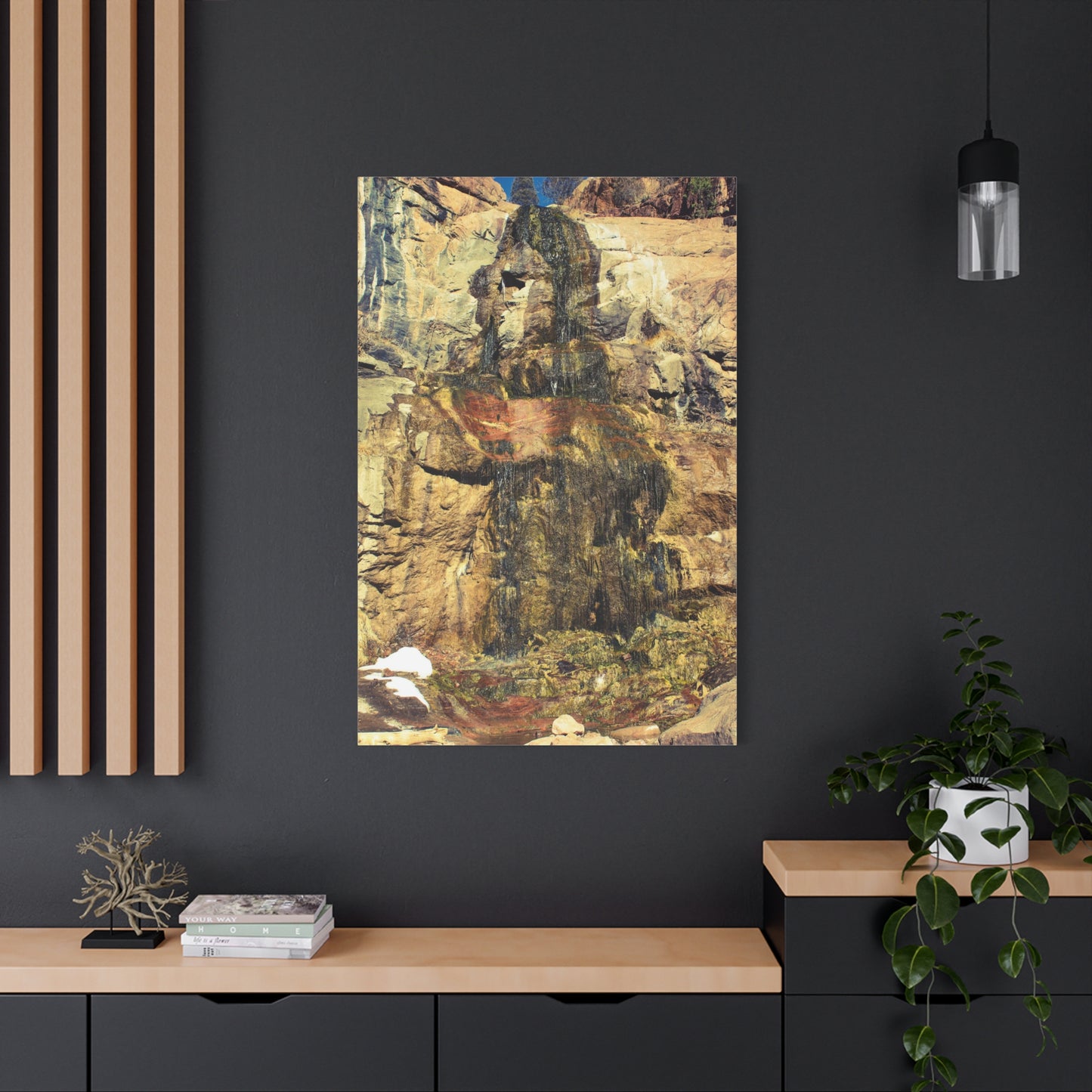 Canvas Wall Art - Mossy Waterfall Photo