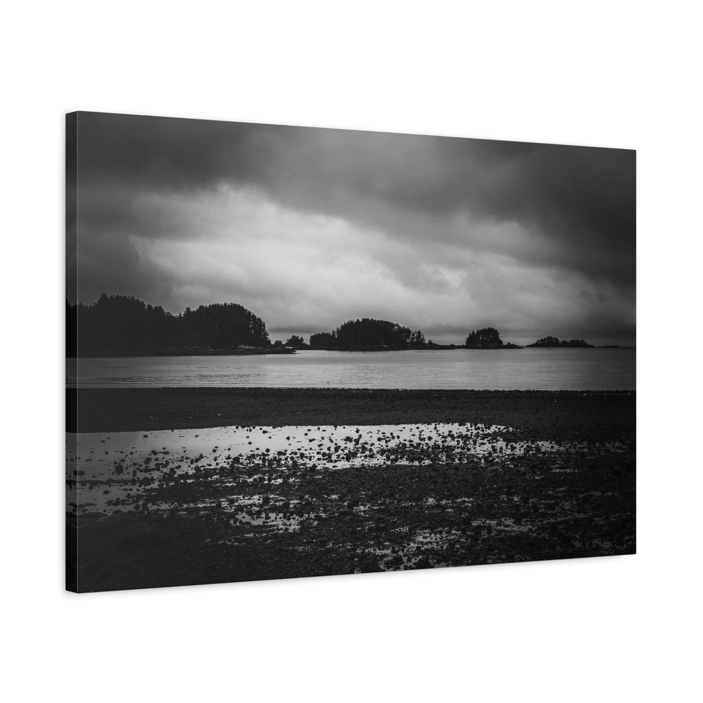 Canvas Wall Art - Photography Grey Scale Ocean Islands