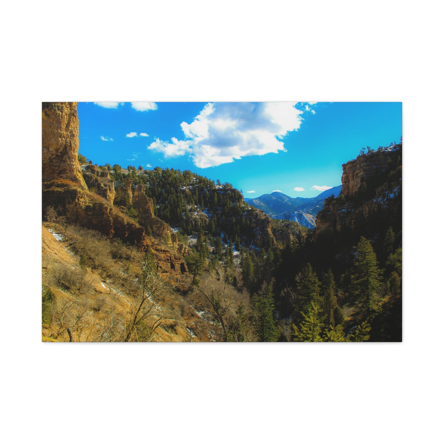 Canvas Art Print - Valley with Trees and Blue Sky Photography