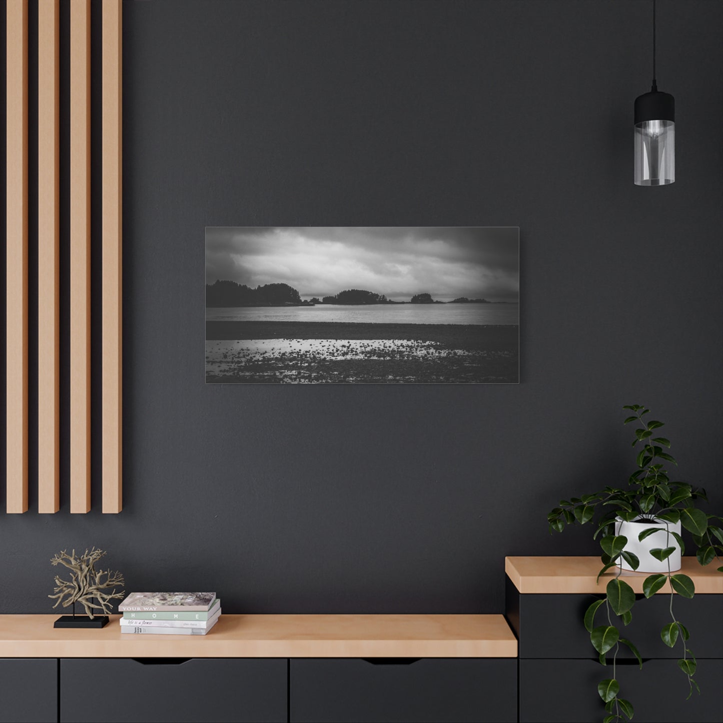 Canvas Wall Art - Photography Grey Scale Ocean Islands