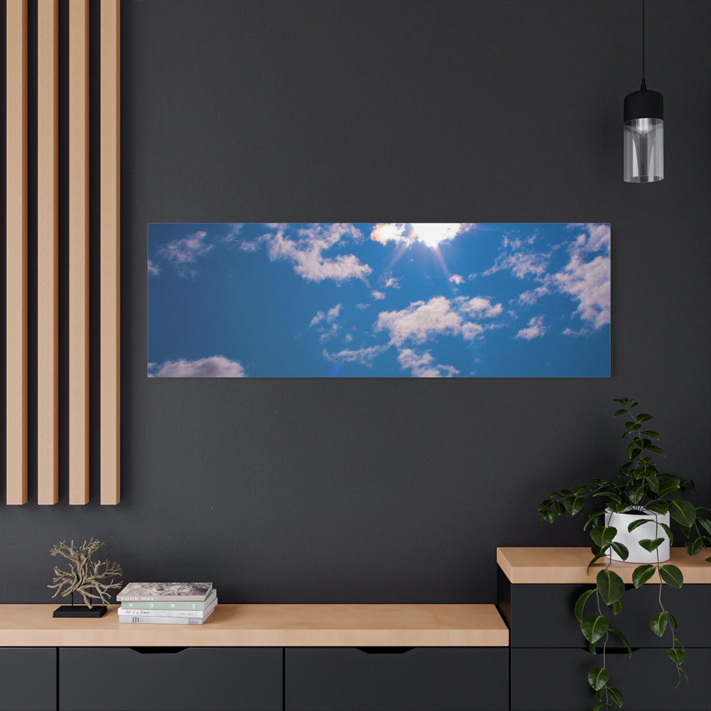 Canvas Wall Art - Blue Sky and Shining Clouds Picture