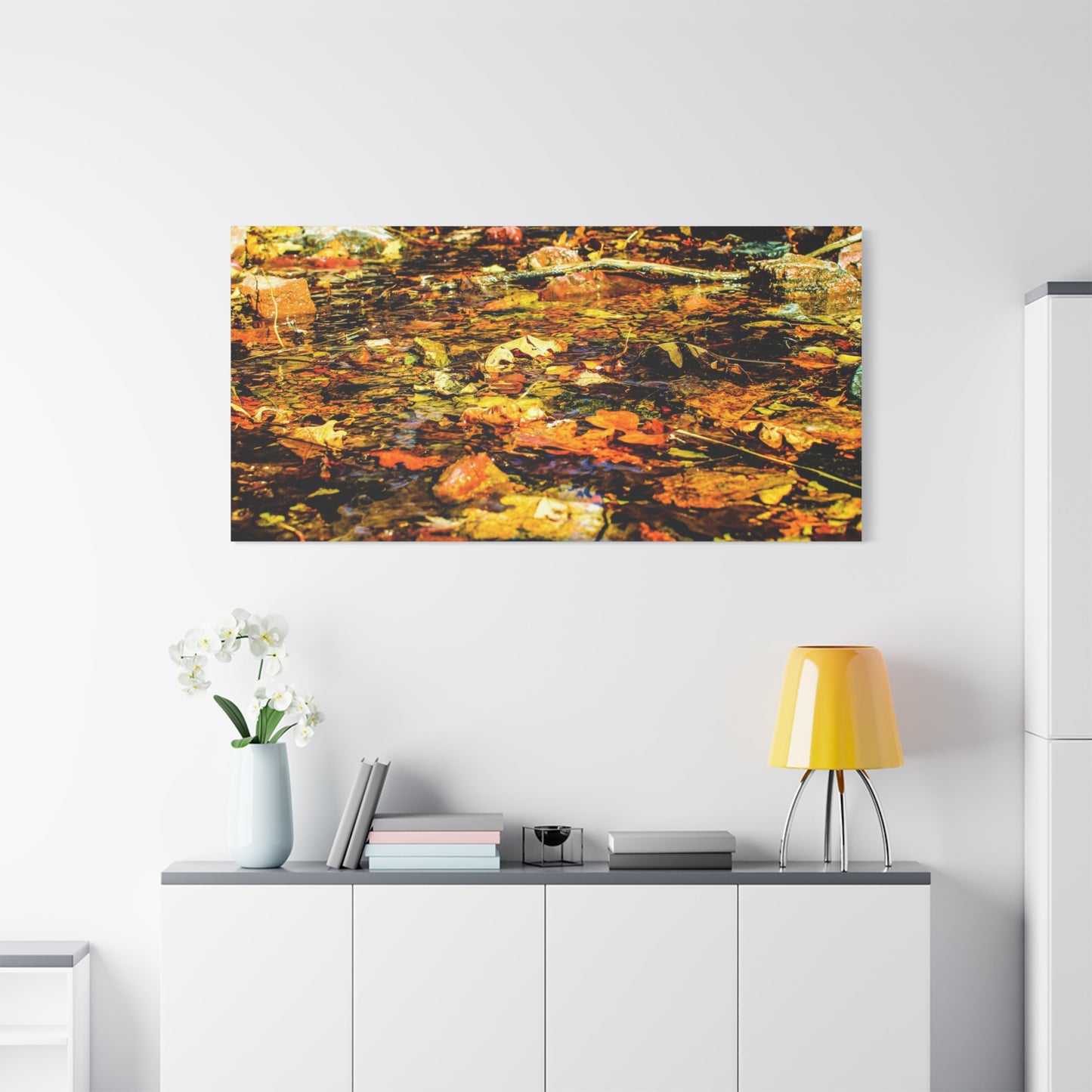 Canvas Print - Fall Leaves in Quiet Stream Photography