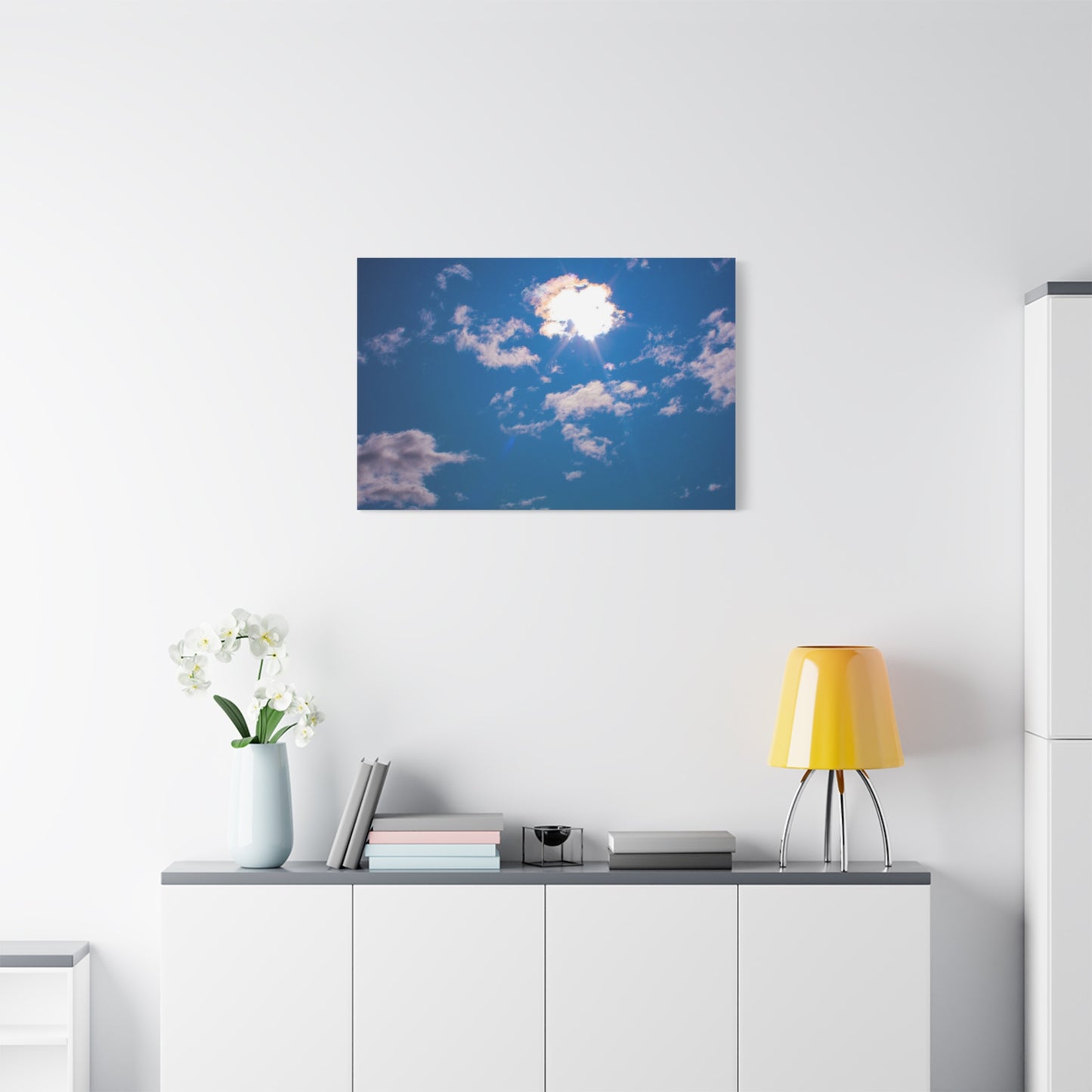 Canvas Wall Art - Blue Sky and Shining Clouds Picture