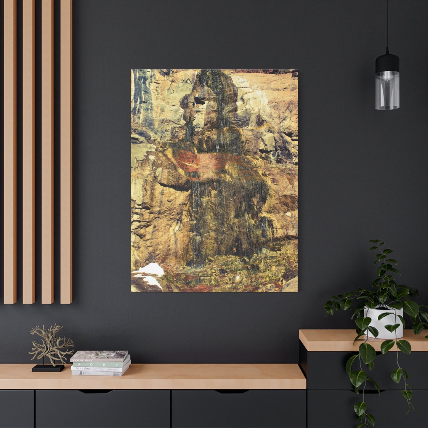 Canvas Wall Art - Mossy Waterfall Photo