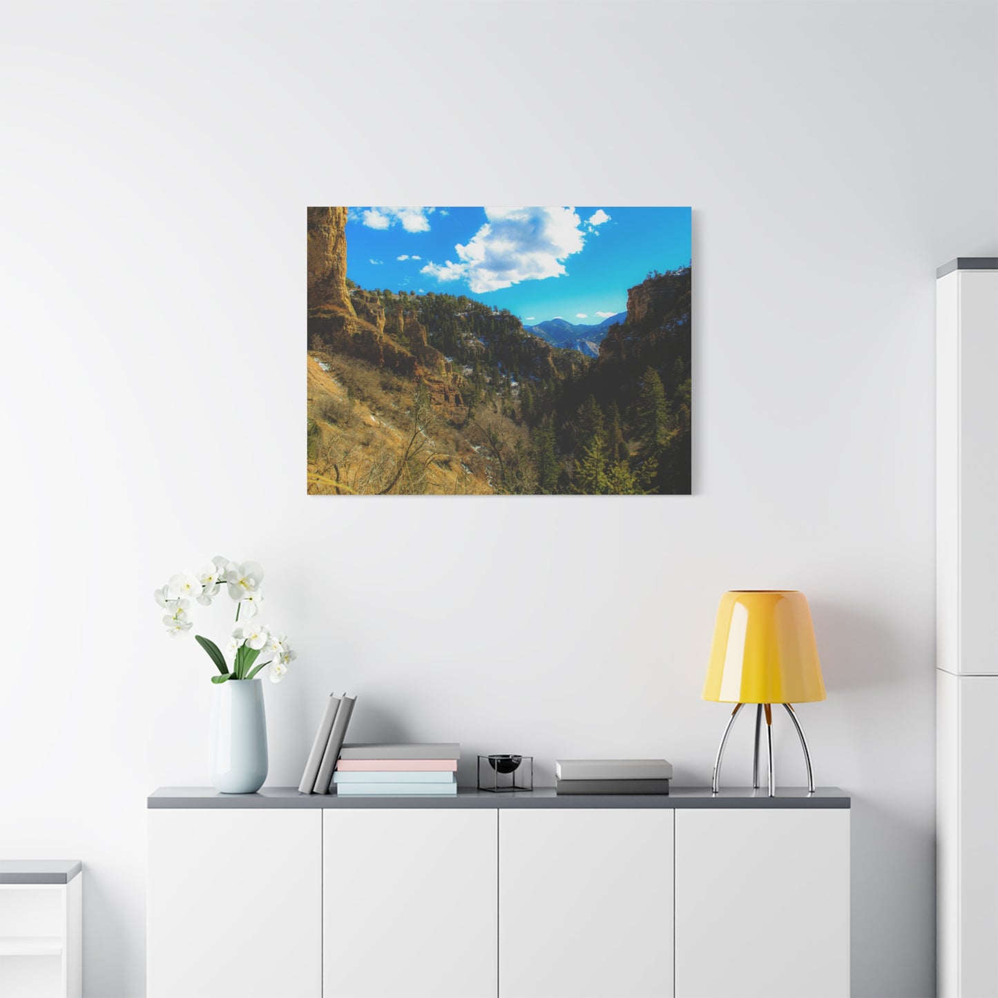 Canvas Art Print - Valley with Trees and Blue Sky Photography