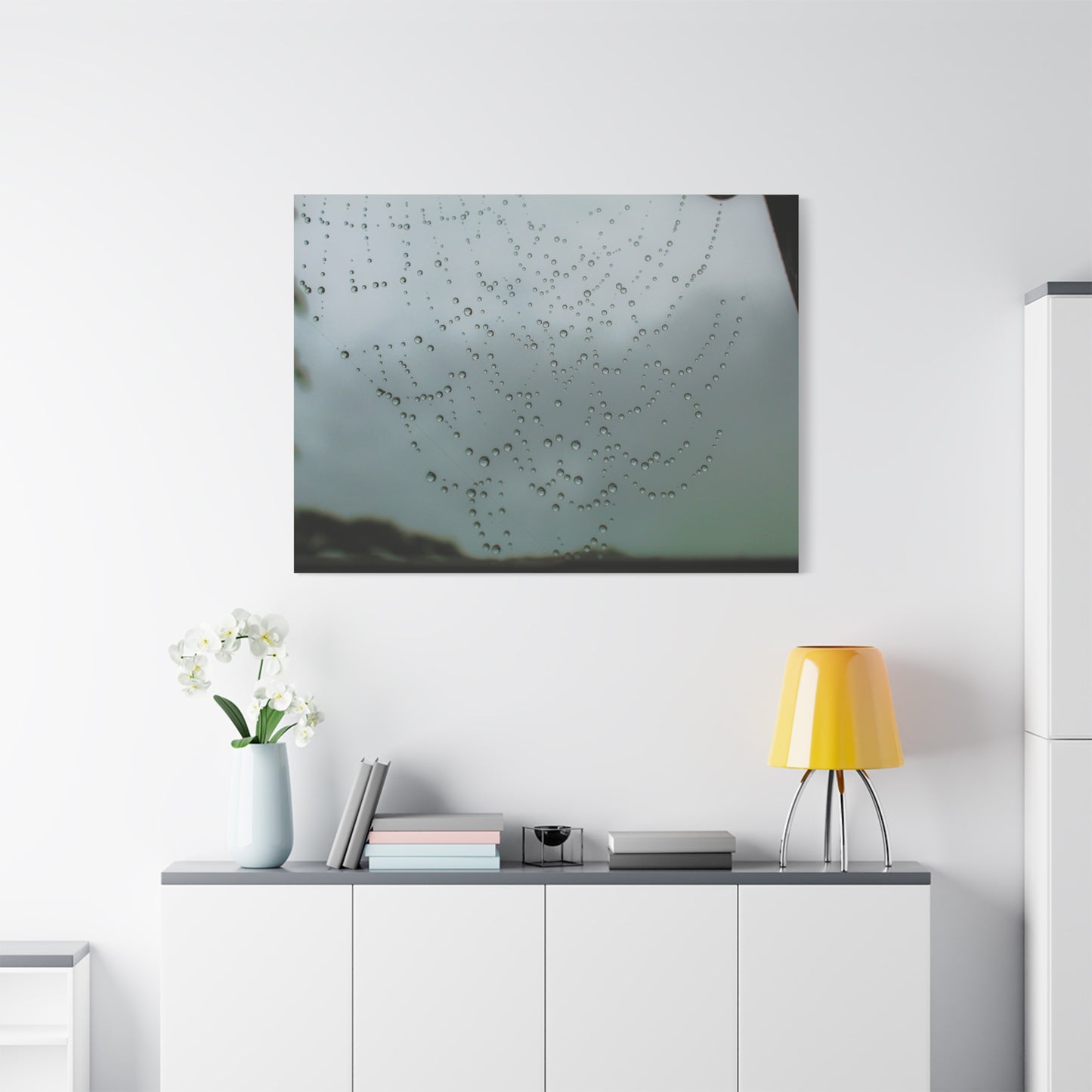 Canvas Print - Morning Dew on Spider Web Photo