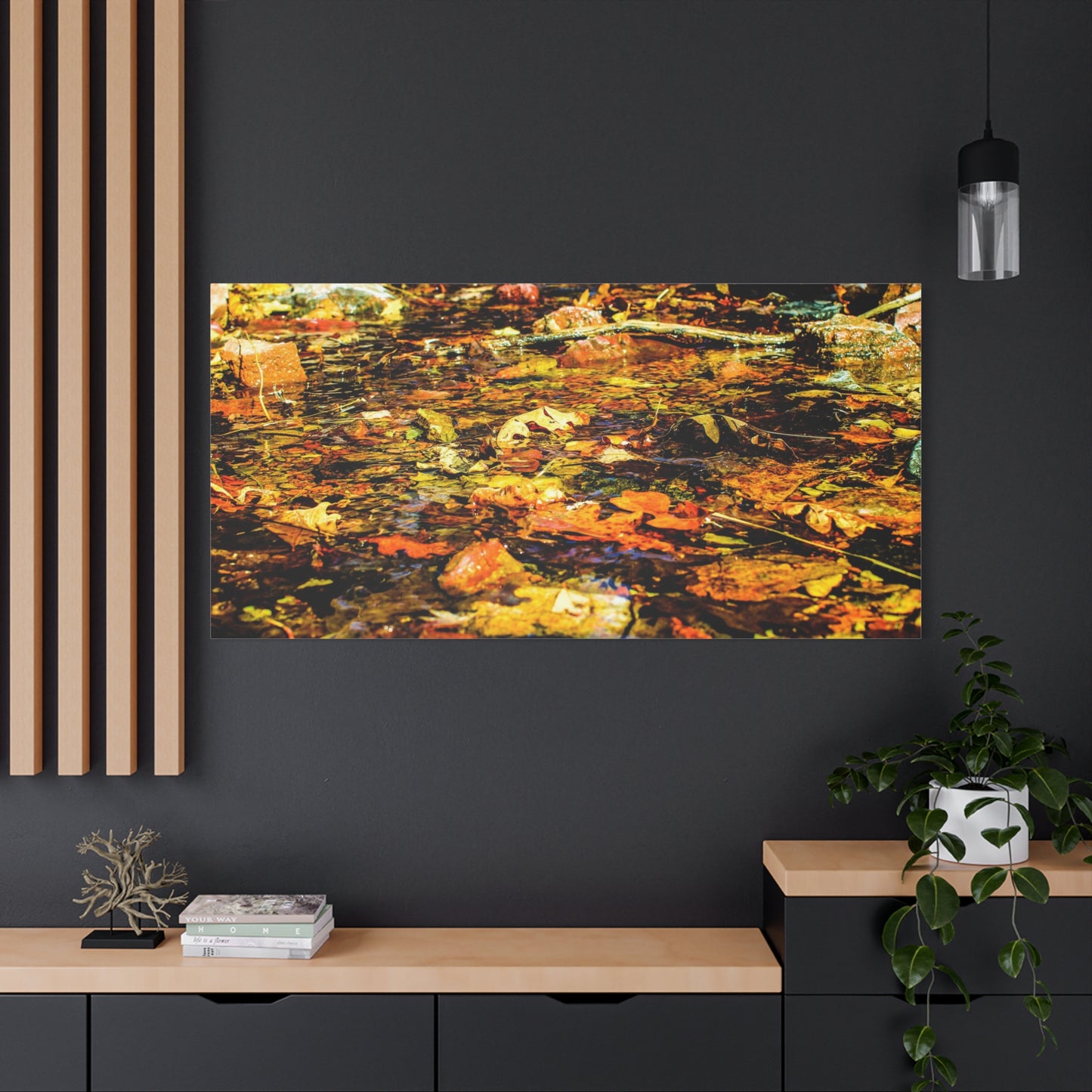 Canvas Print - Fall Leaves in Quiet Stream Photography