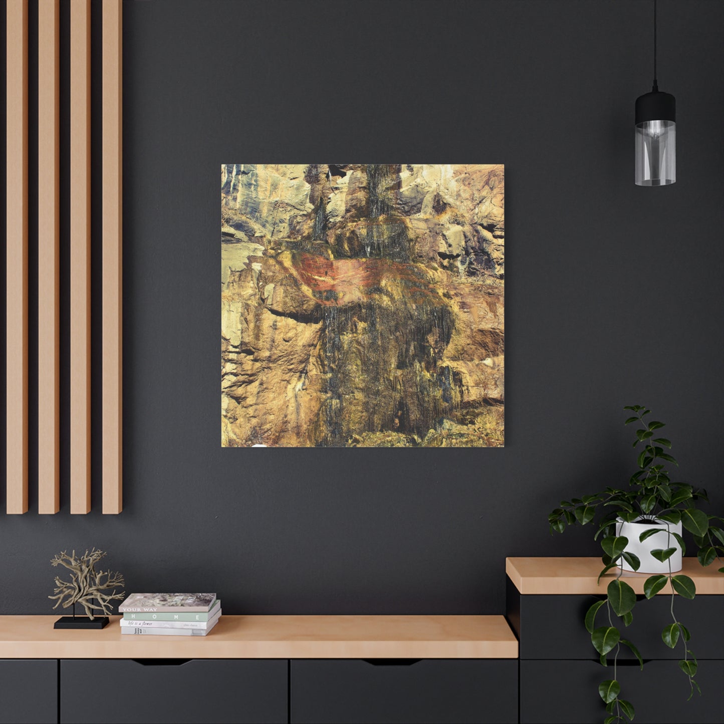 Canvas Wall Art - Mossy Waterfall Photo