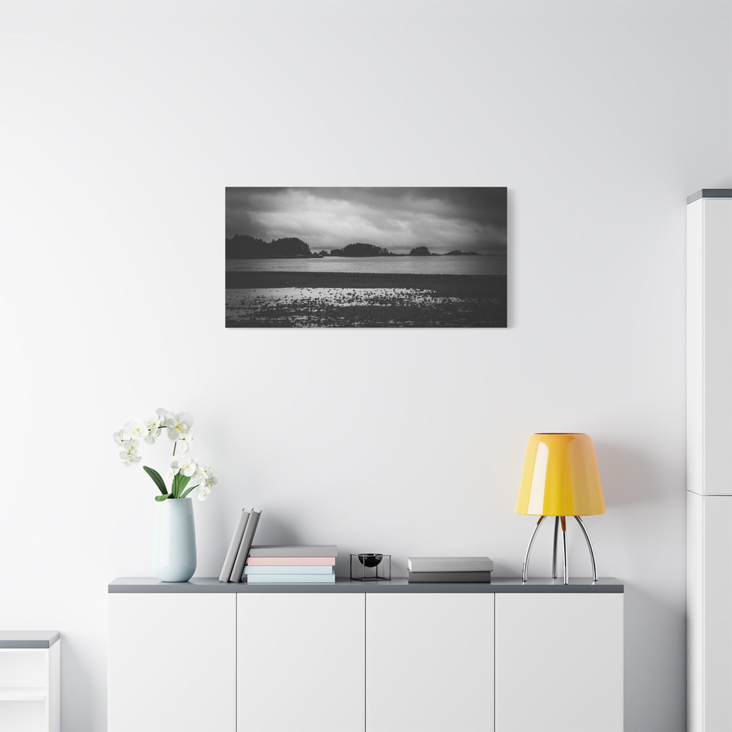 Canvas Wall Art - Photography Grey Scale Ocean Islands