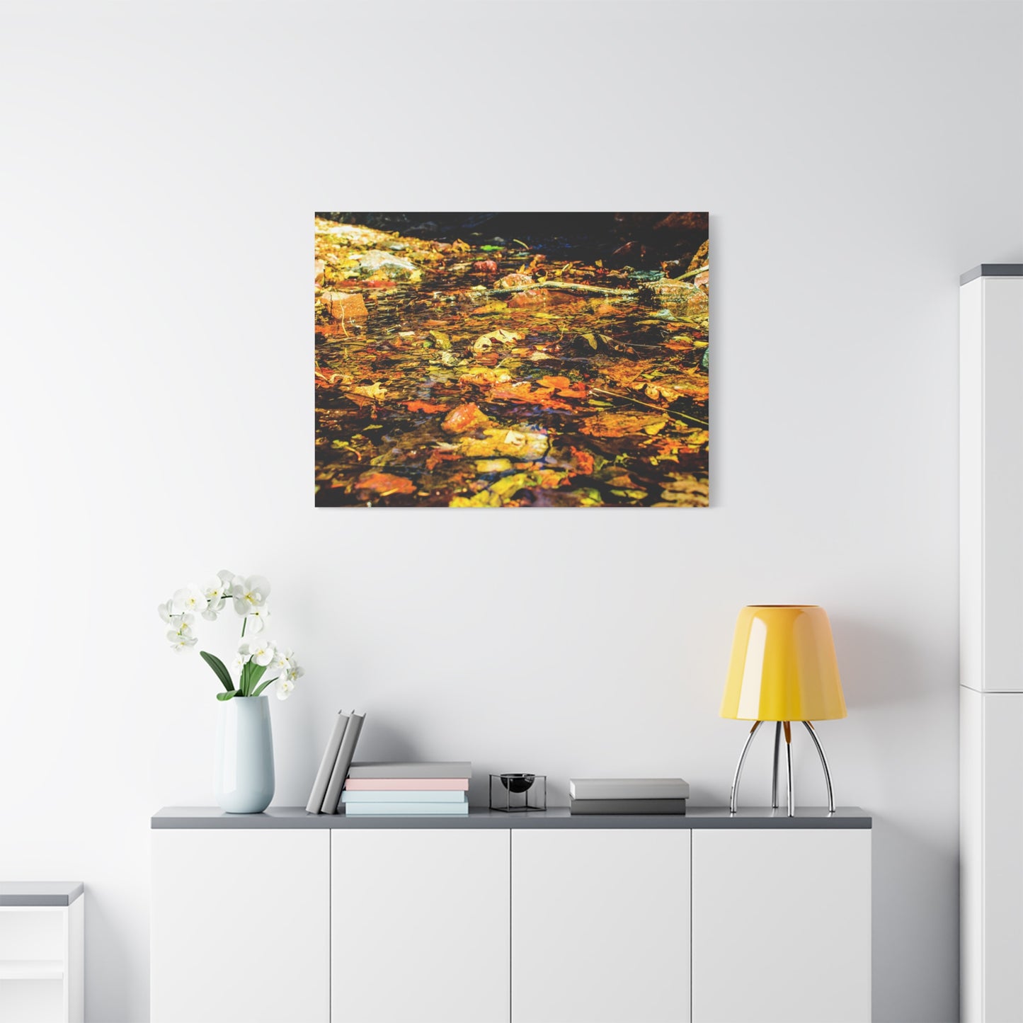 Canvas Print - Fall Leaves in Quiet Stream Photography