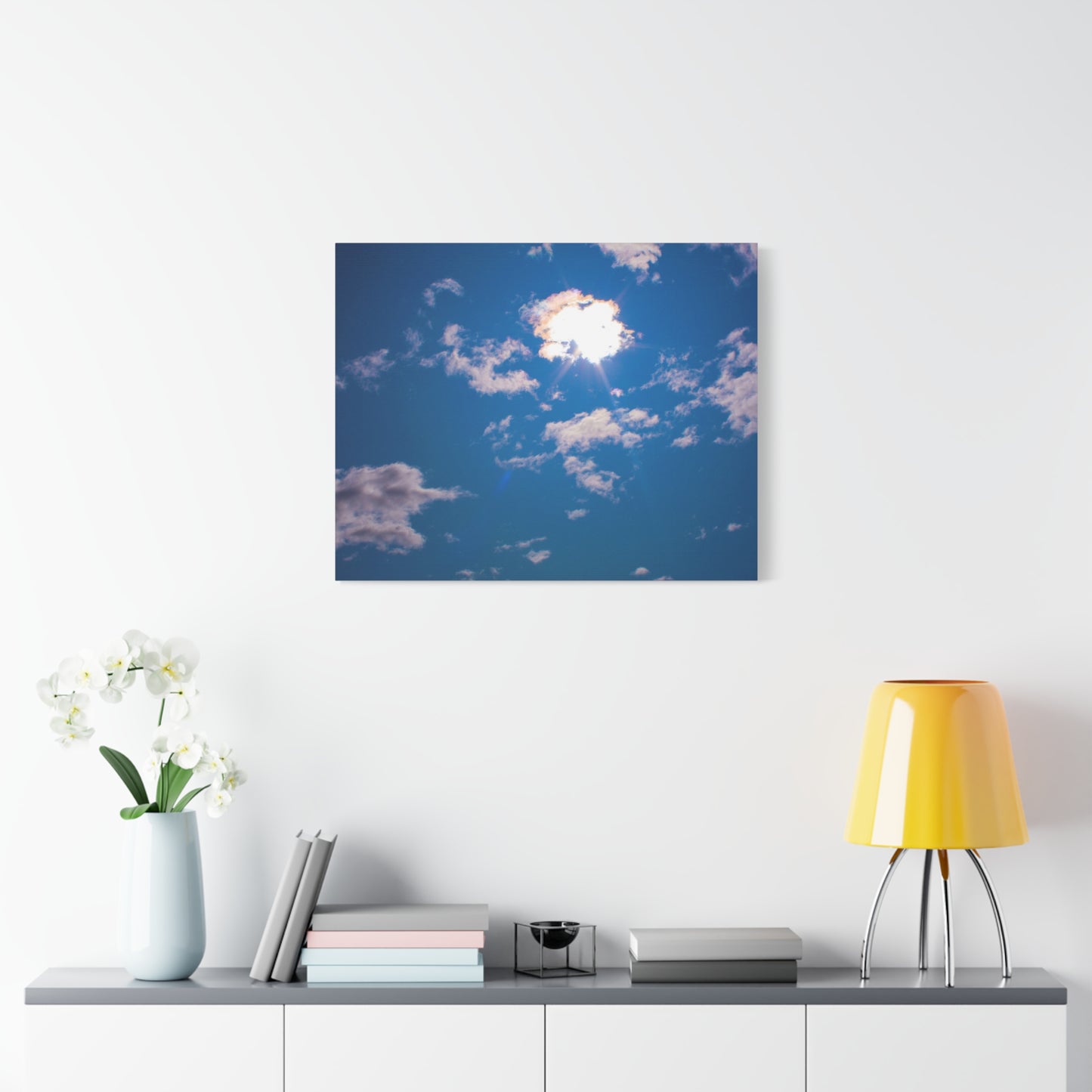 Canvas Wall Art - Blue Sky and Shining Clouds Picture