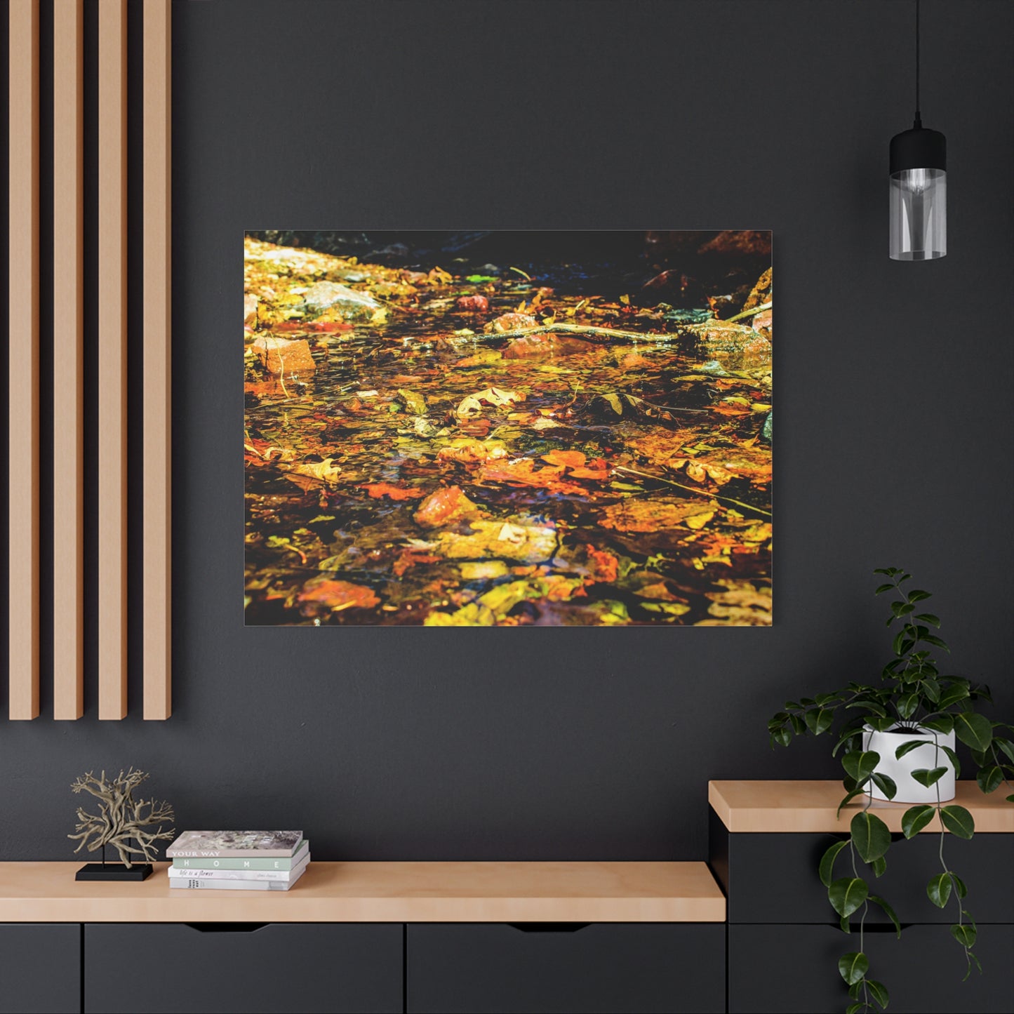 Canvas Print - Fall Leaves in Quiet Stream Photography