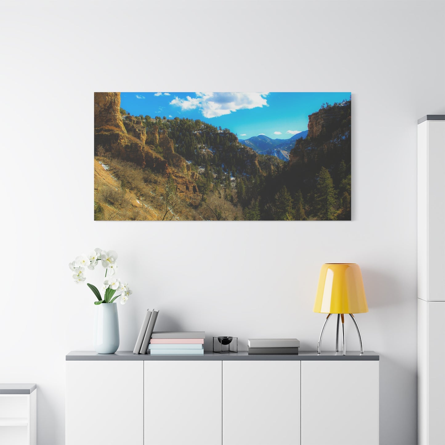 Canvas Art Print - Valley with Trees and Blue Sky Photography