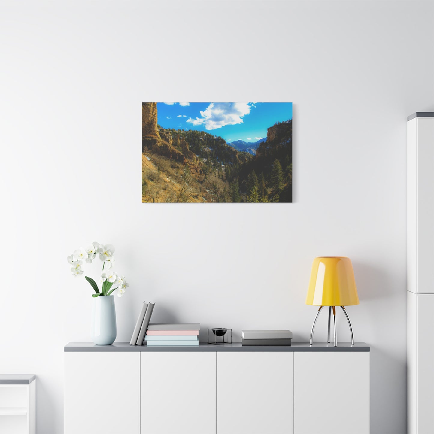 Canvas Art Print - Valley with Trees and Blue Sky Photography