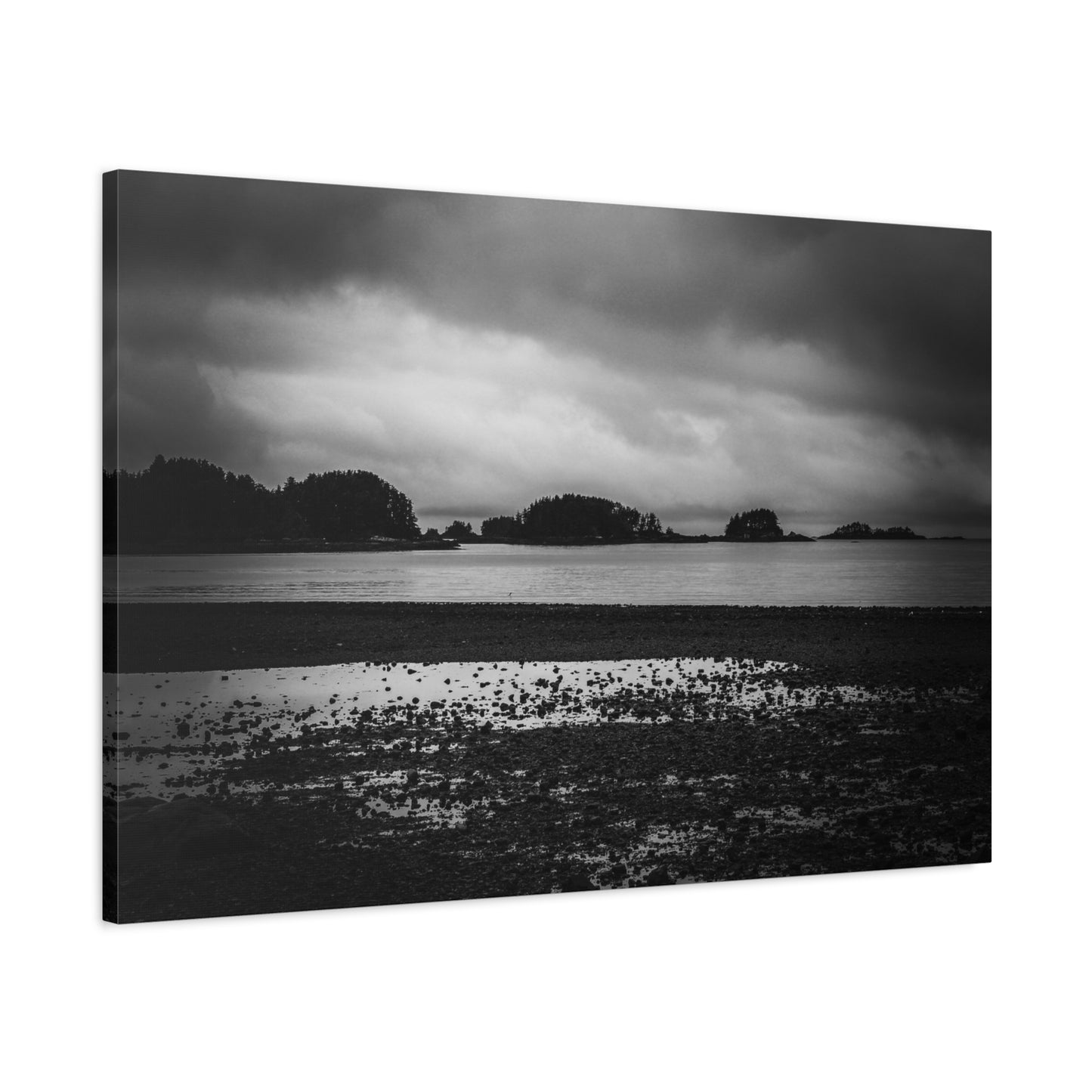 Canvas Wall Art - Photography Grey Scale Ocean Islands