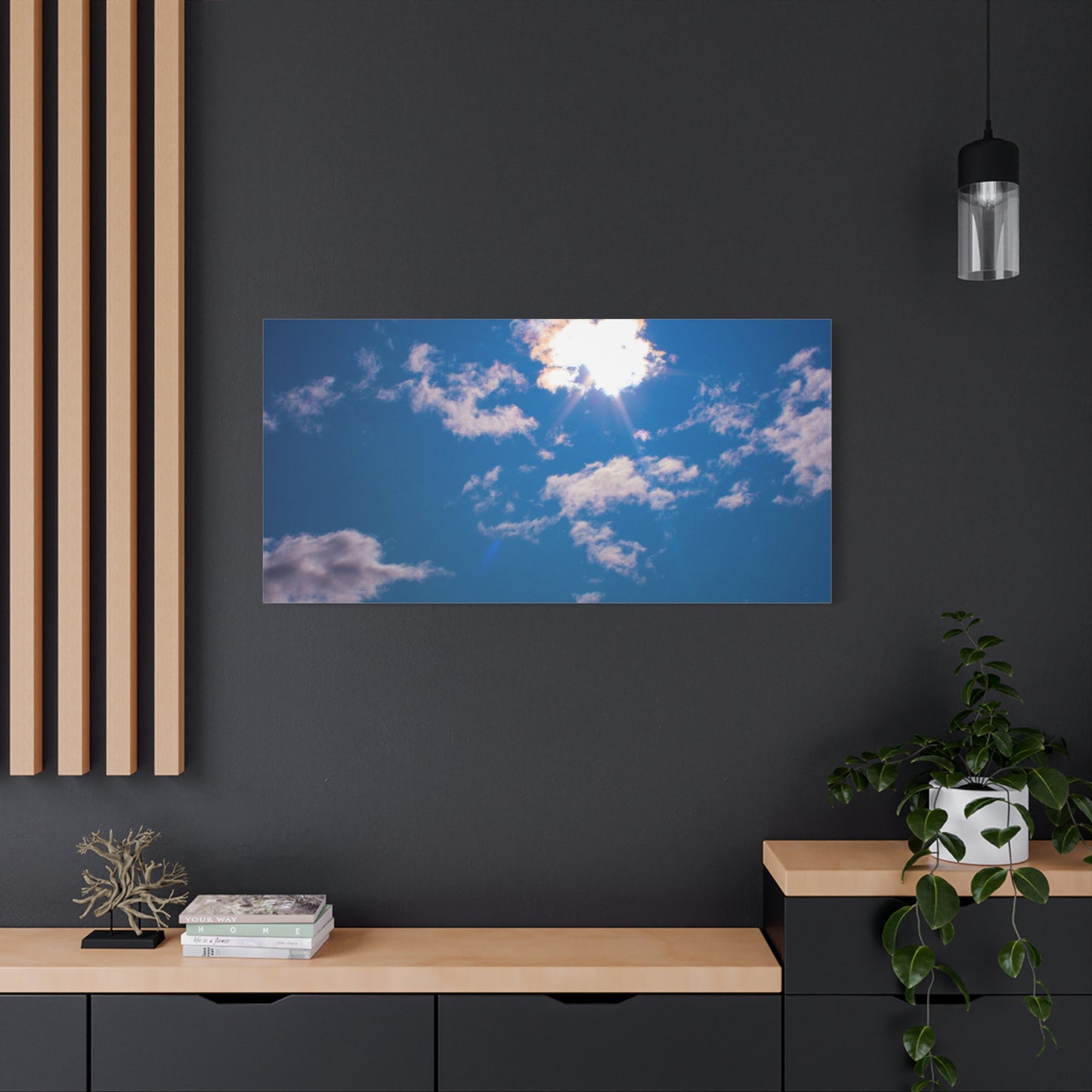 Canvas Wall Art - Blue Sky and Shining Clouds Picture