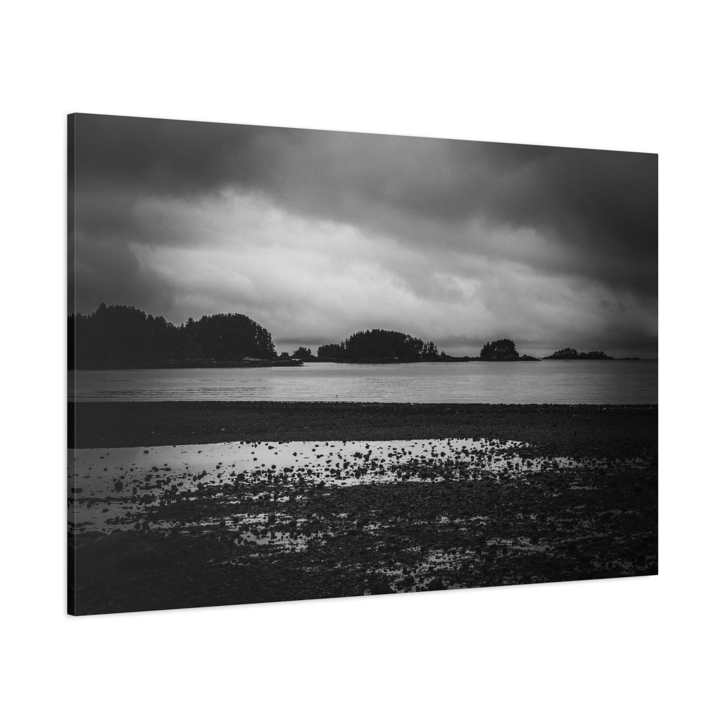 Canvas Wall Art - Photography Grey Scale Ocean Islands